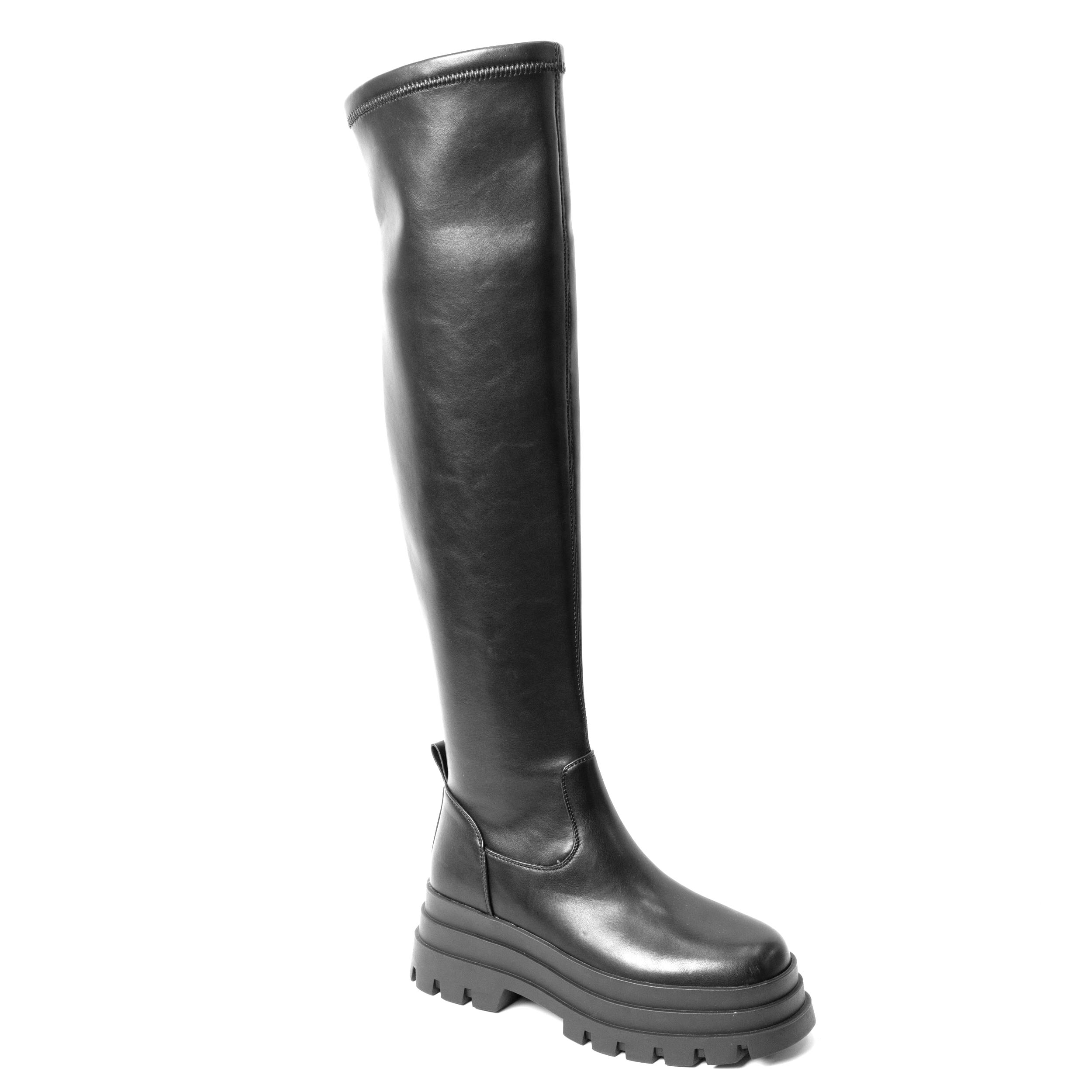 leather knee high boots for women with PU leather