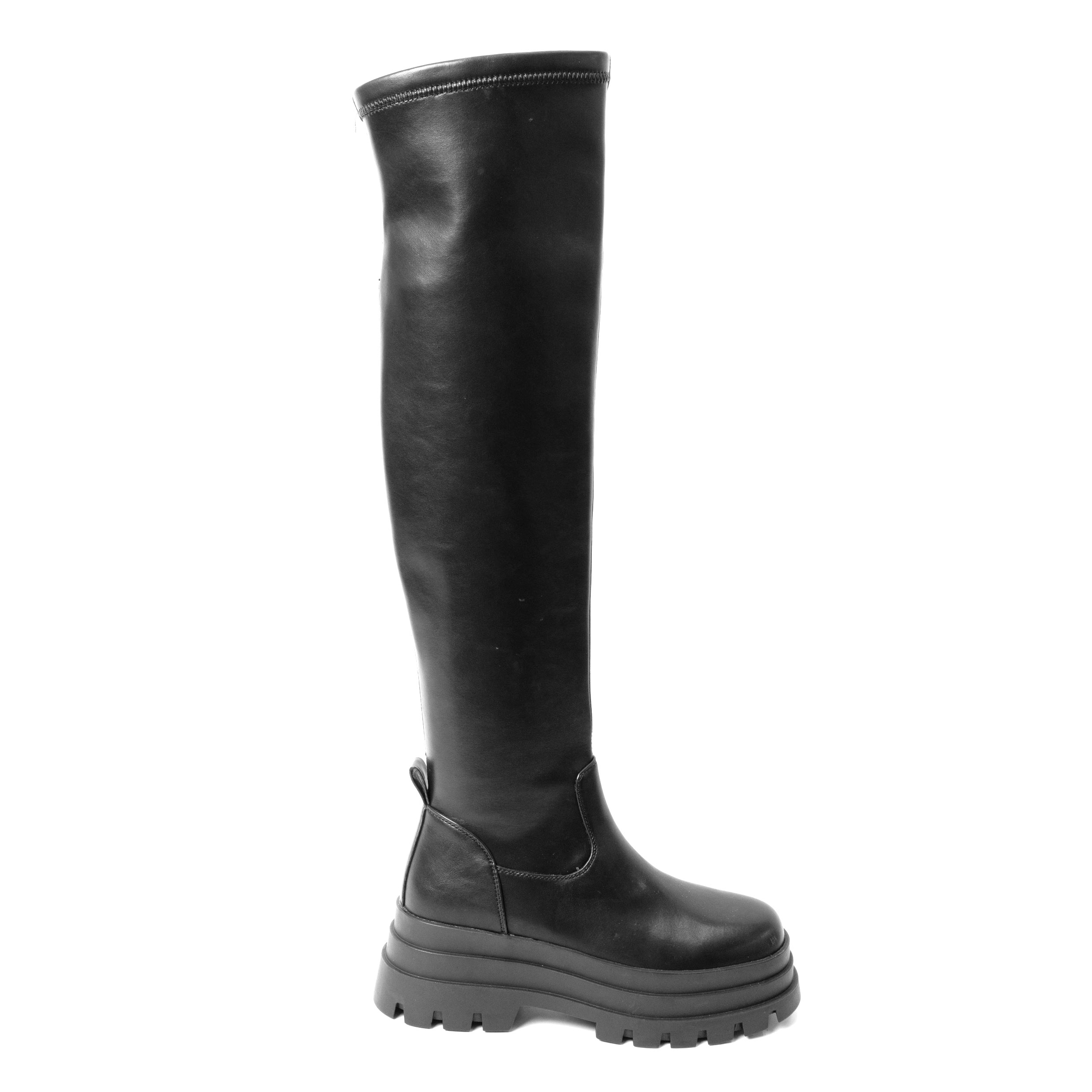 leather knee high boots for women with PU leather