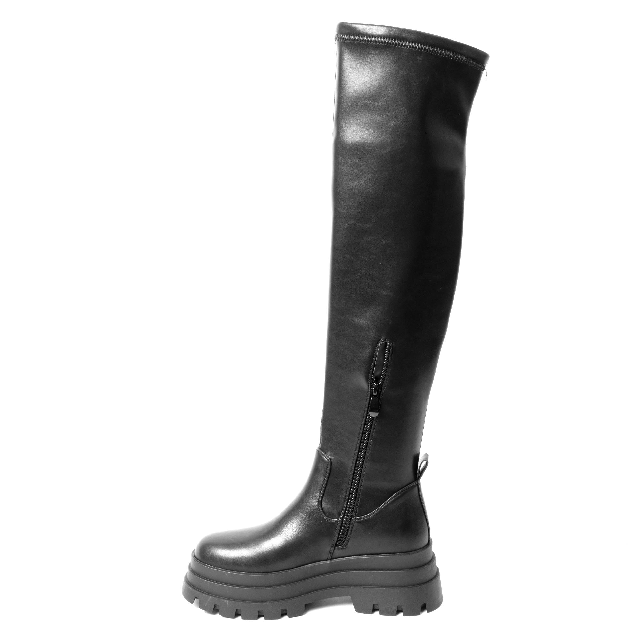 leather knee high boots for women with PU leather