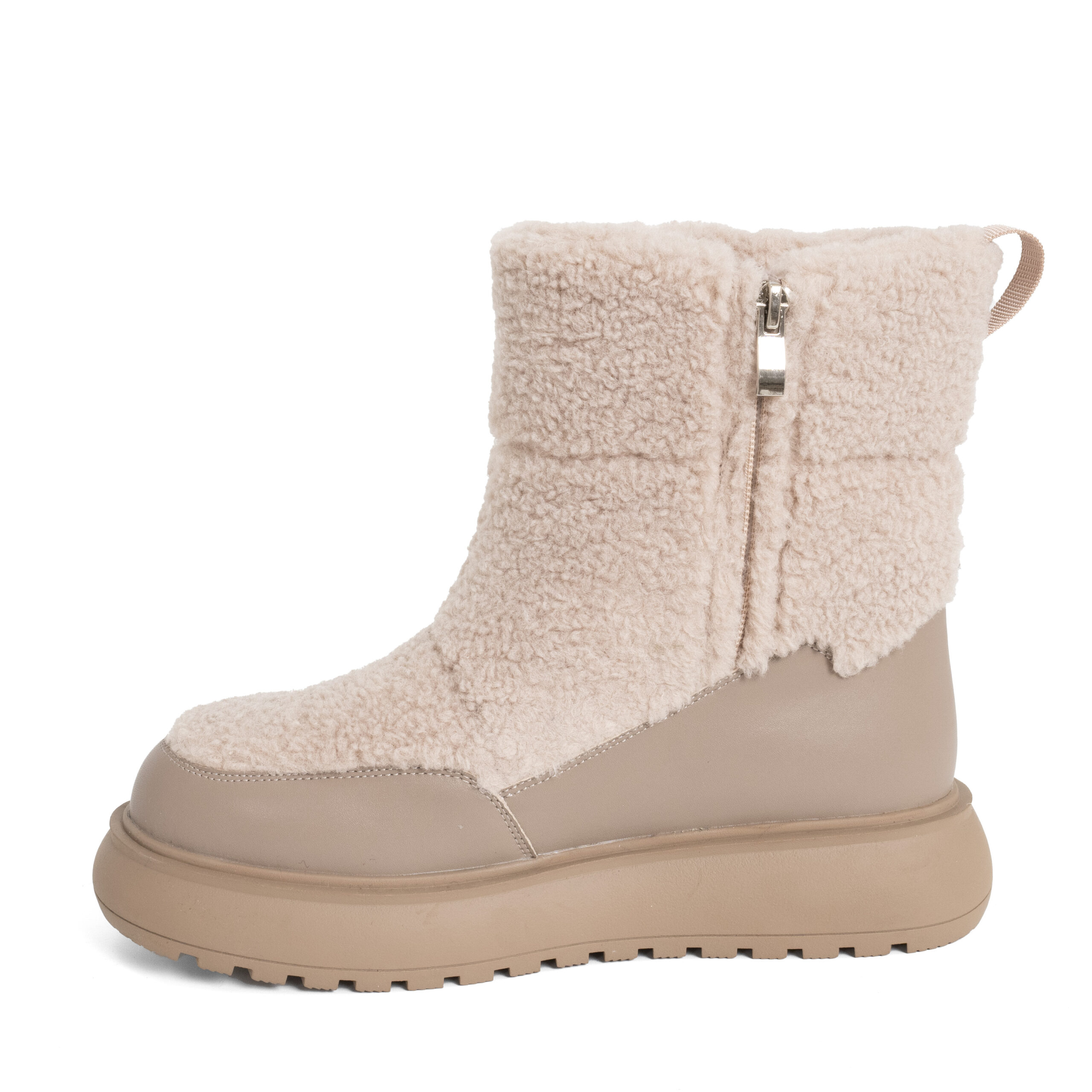 women snow boots with Grey microfiber action leather and synthetic fur