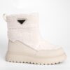 women snow boots with Beige microfiber action leather and synthetic fur