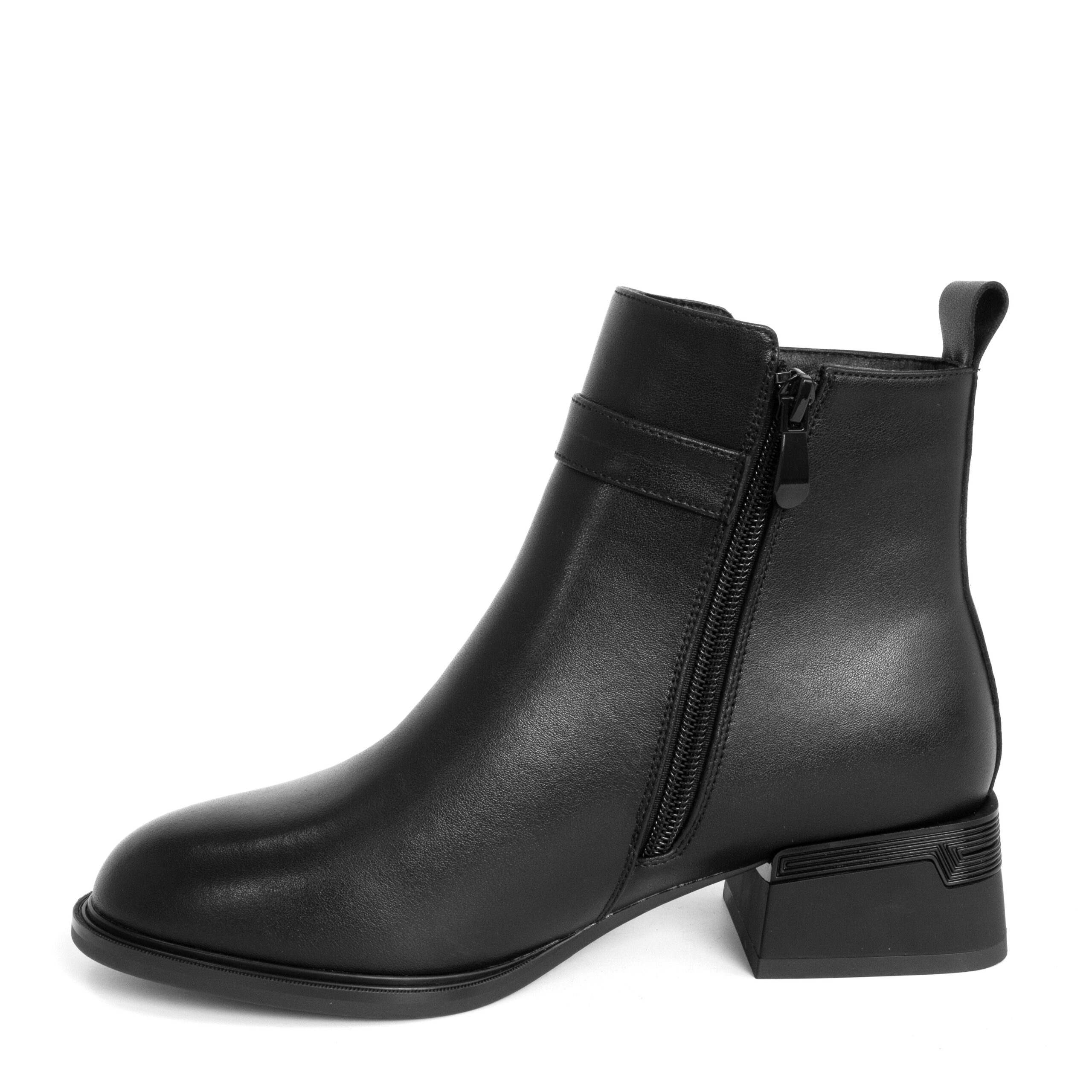 women heeled boots with black microfiber leather