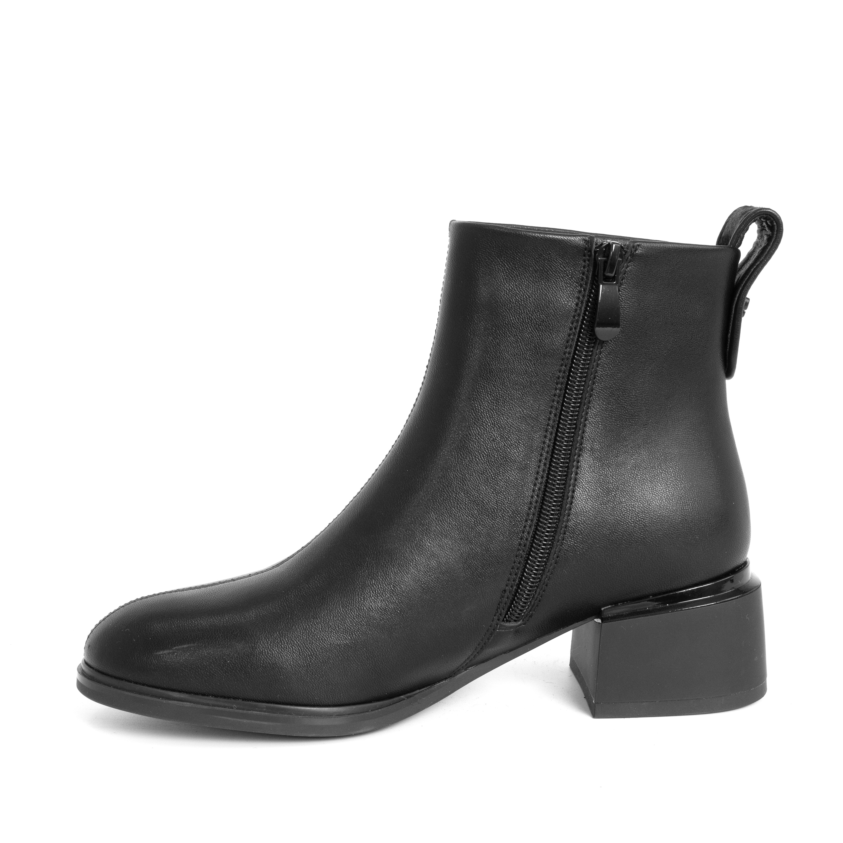 women heeled boots with black microfiber leather