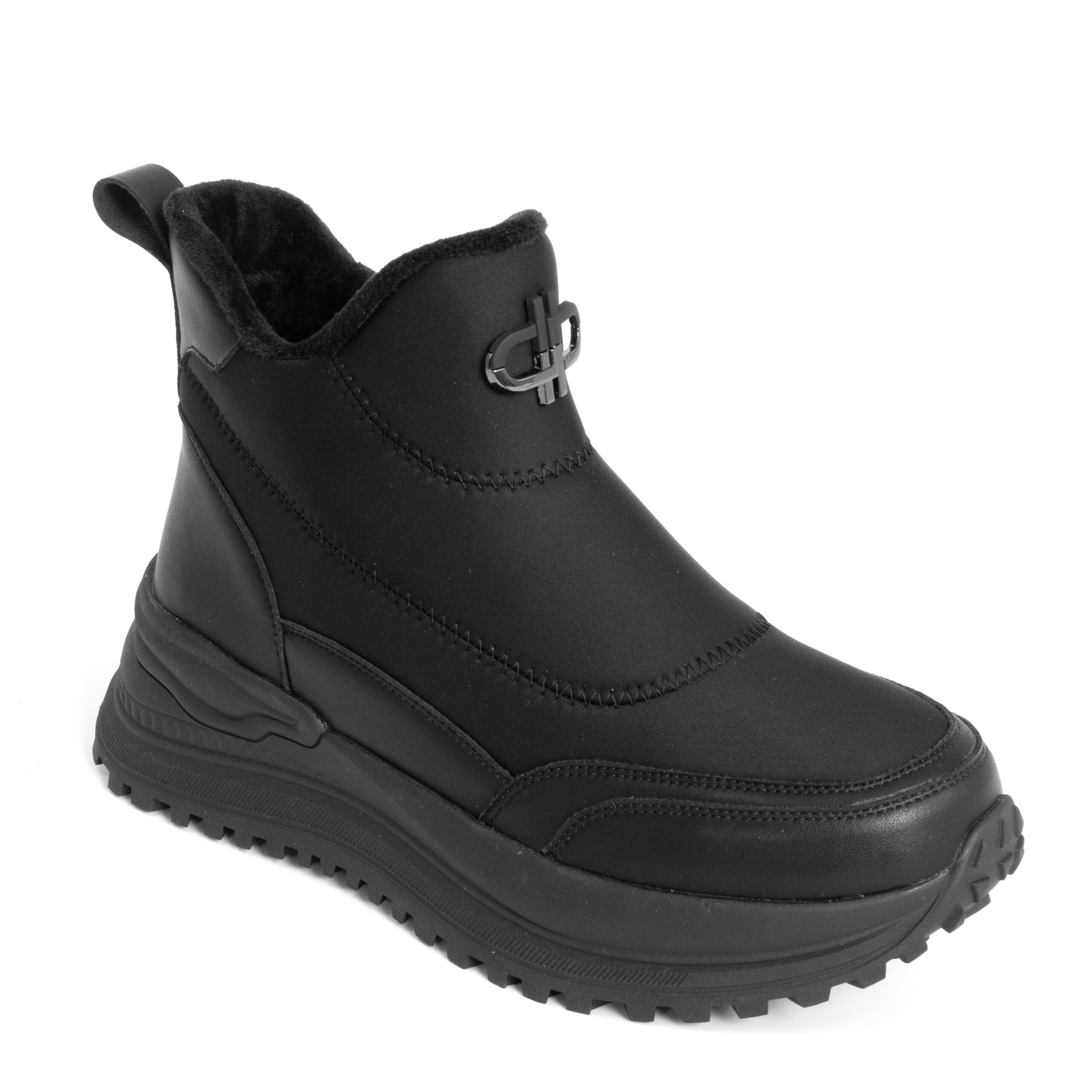 women casual boots with lycra cloth and microfiber leather