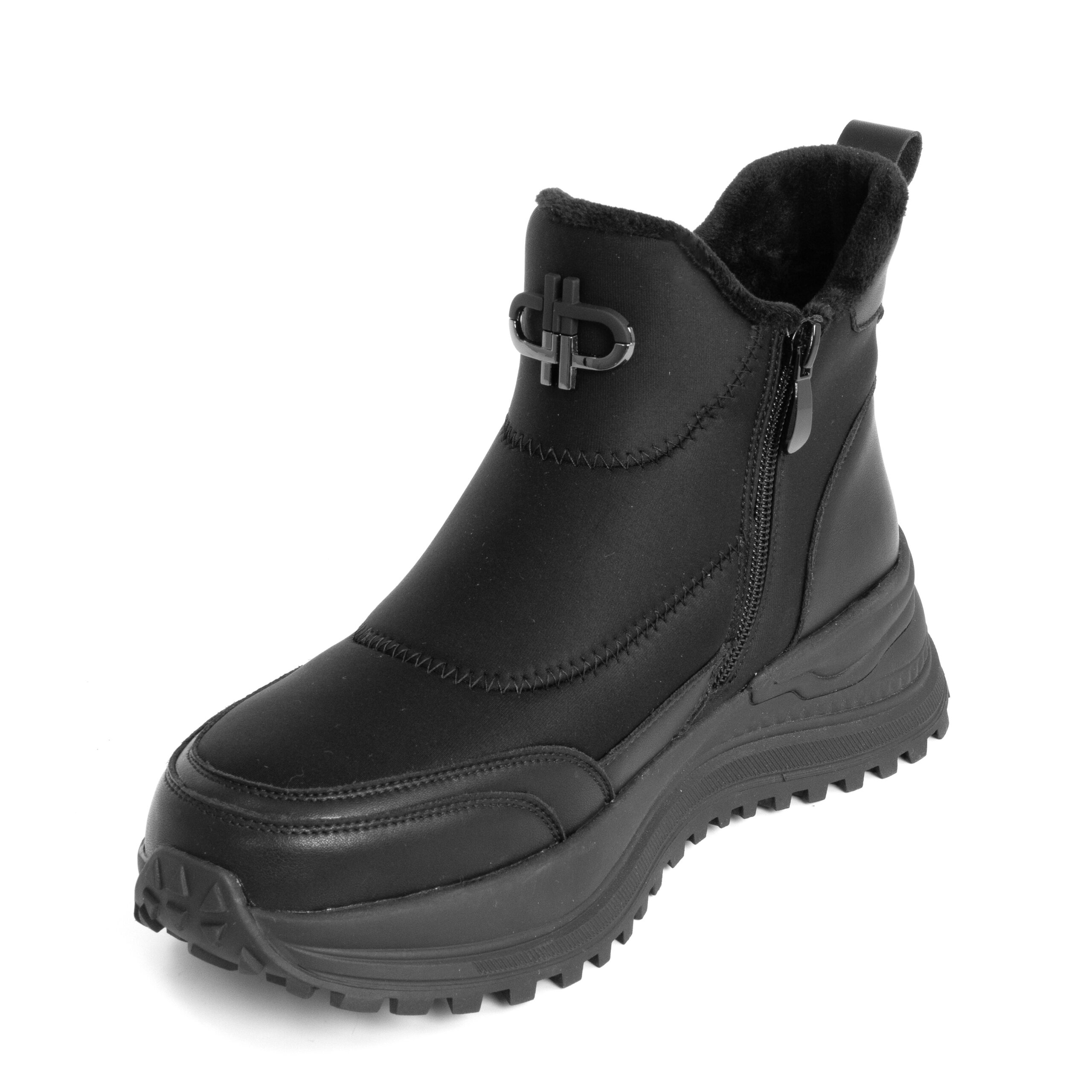 women casual boots with lycra cloth and microfiber leather