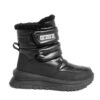 women casual boots with black down cloth and microfiber leather