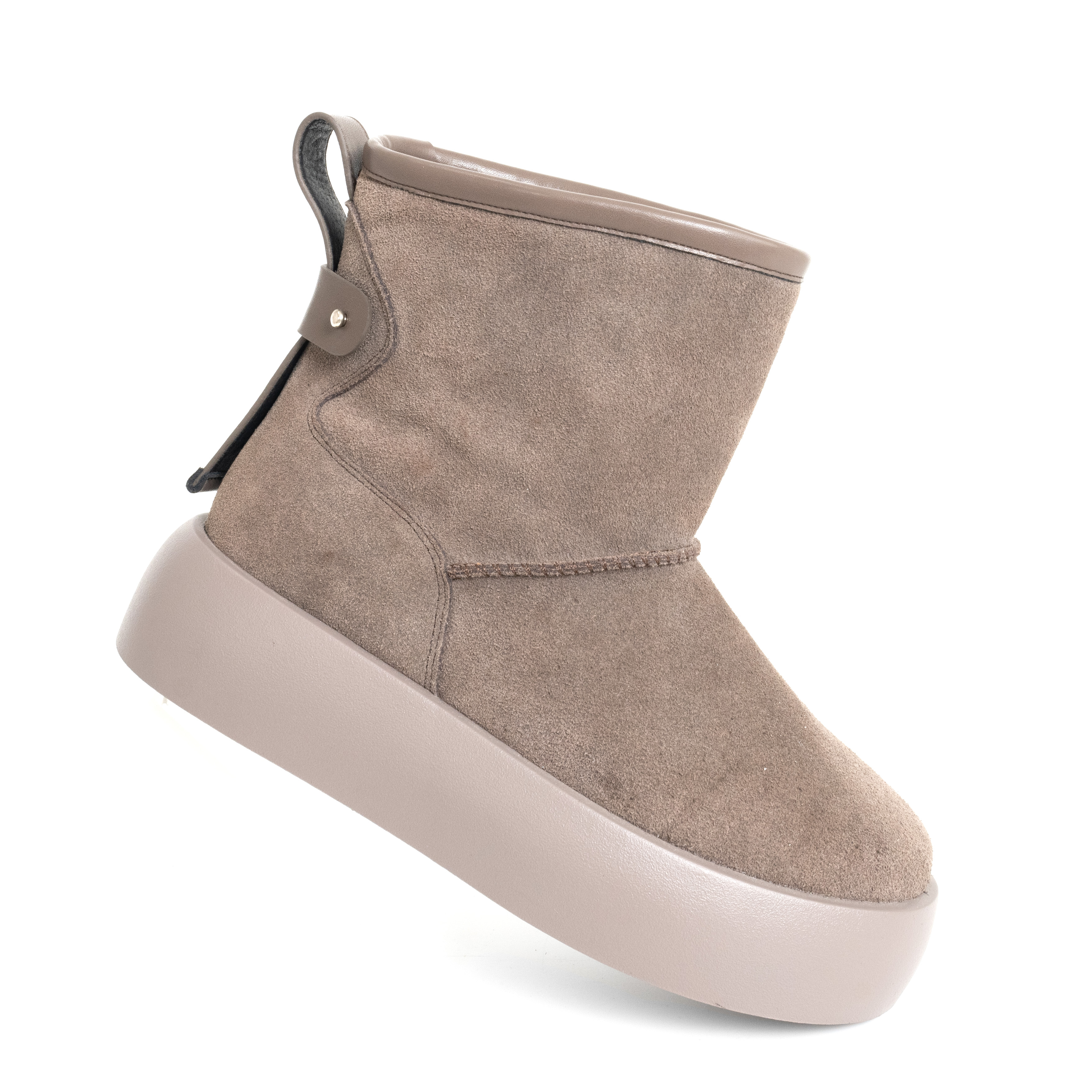 women snow boots with grey genuine leather