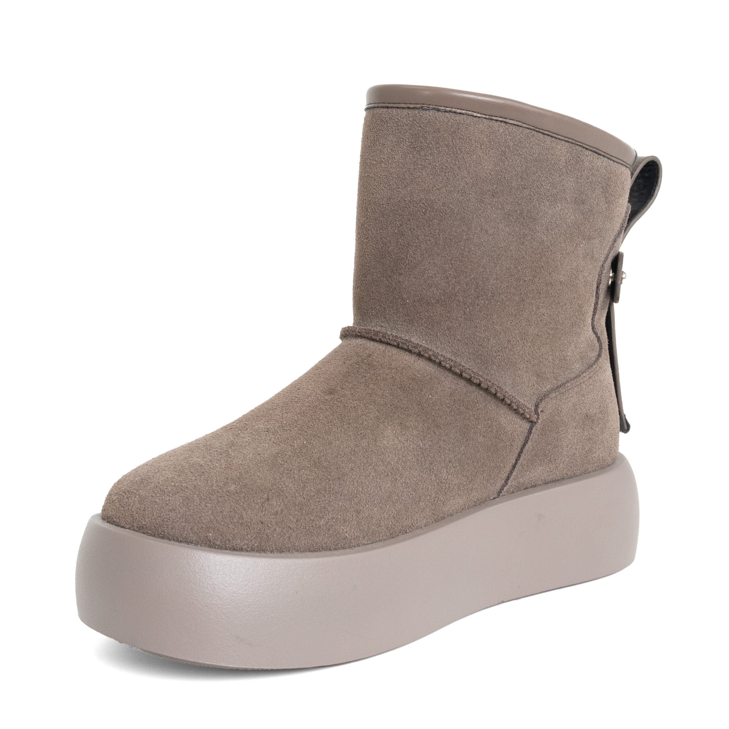 women snow boots with grey genuine leather
