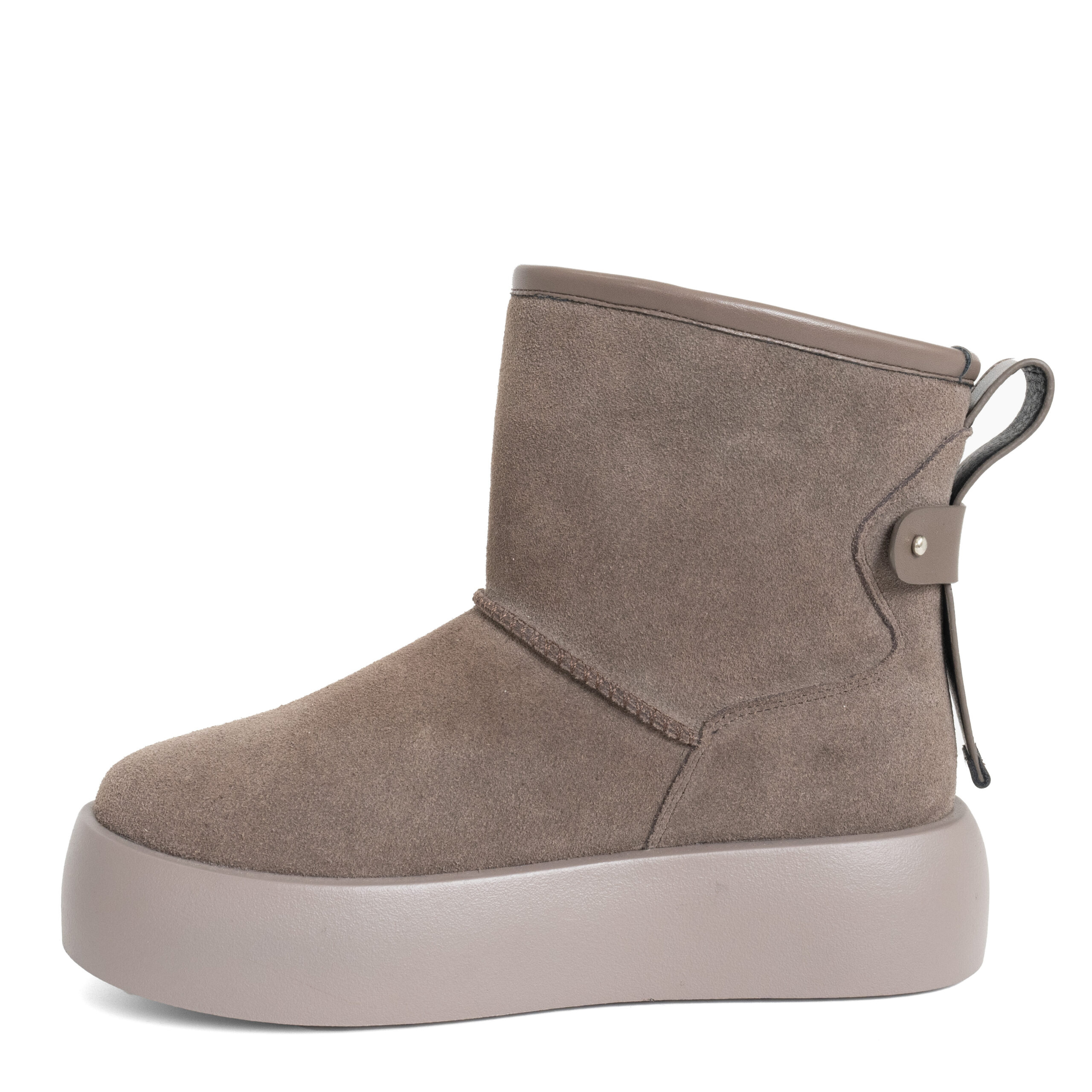 women snow boots with grey genuine leather