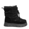 women snow boots with Black genuine leather and synthetic fur