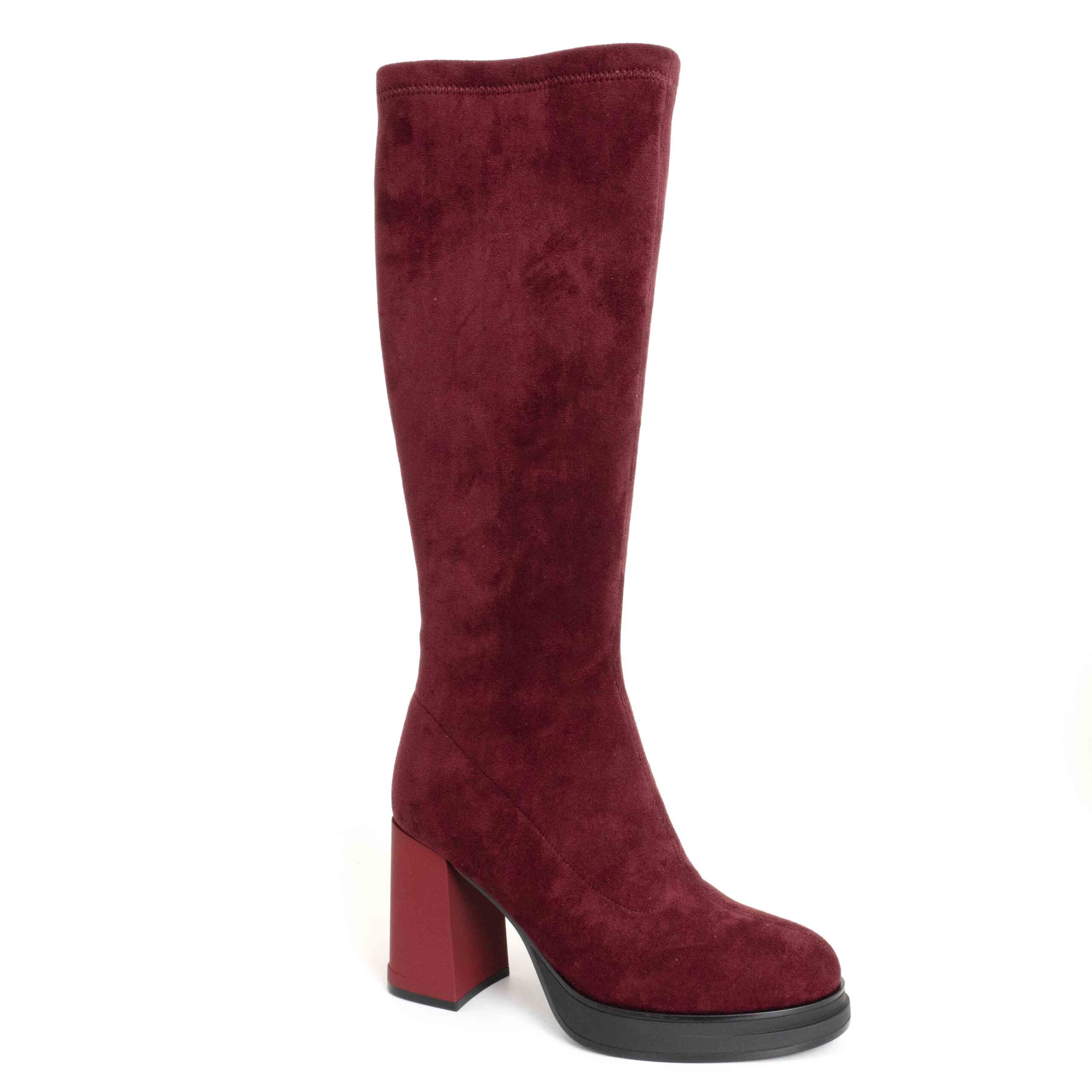 Stylish and Fashion Women knee high boots with Angola Red Genuine leather