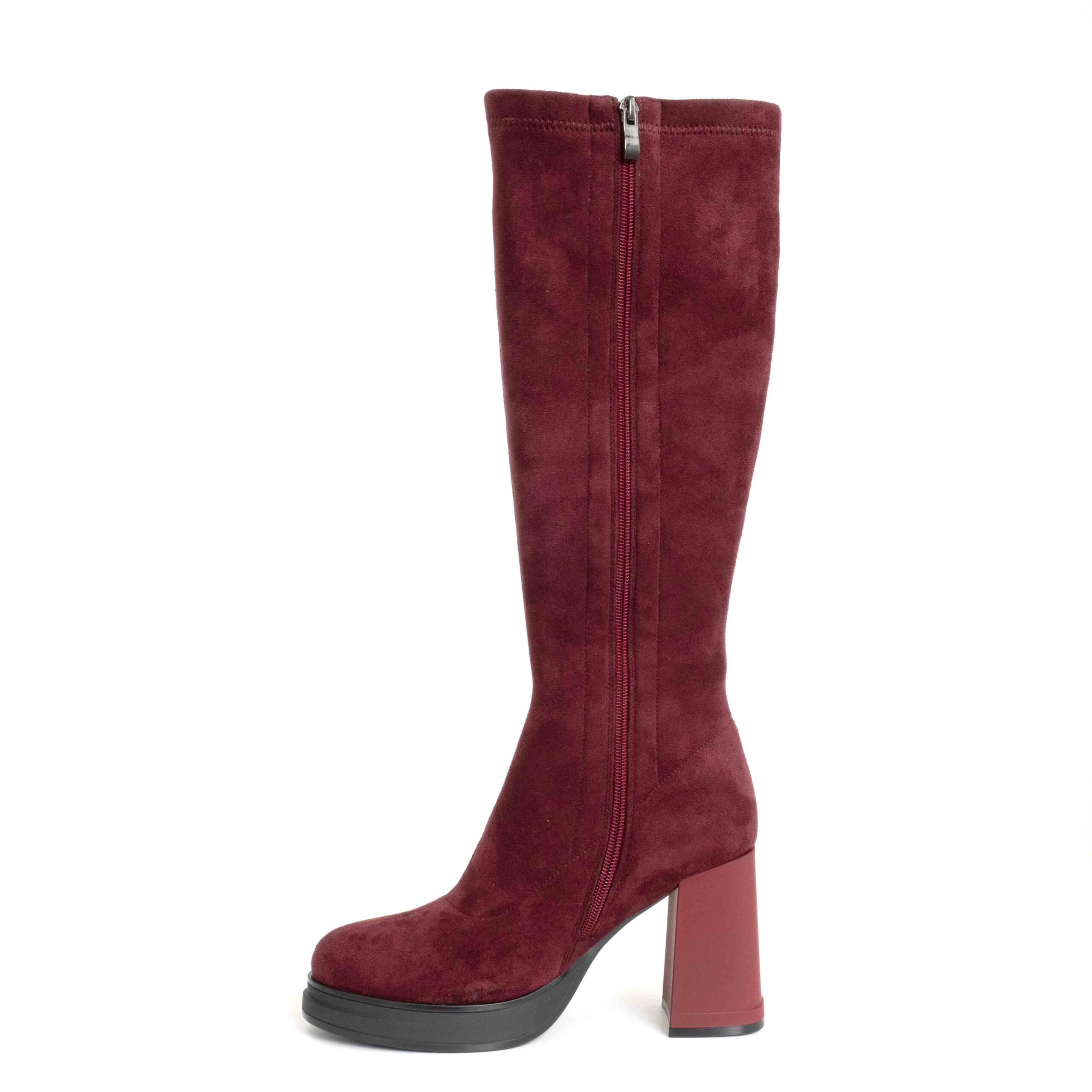 Stylish and Fashion Women knee high boots with Angola Red Genuine leather