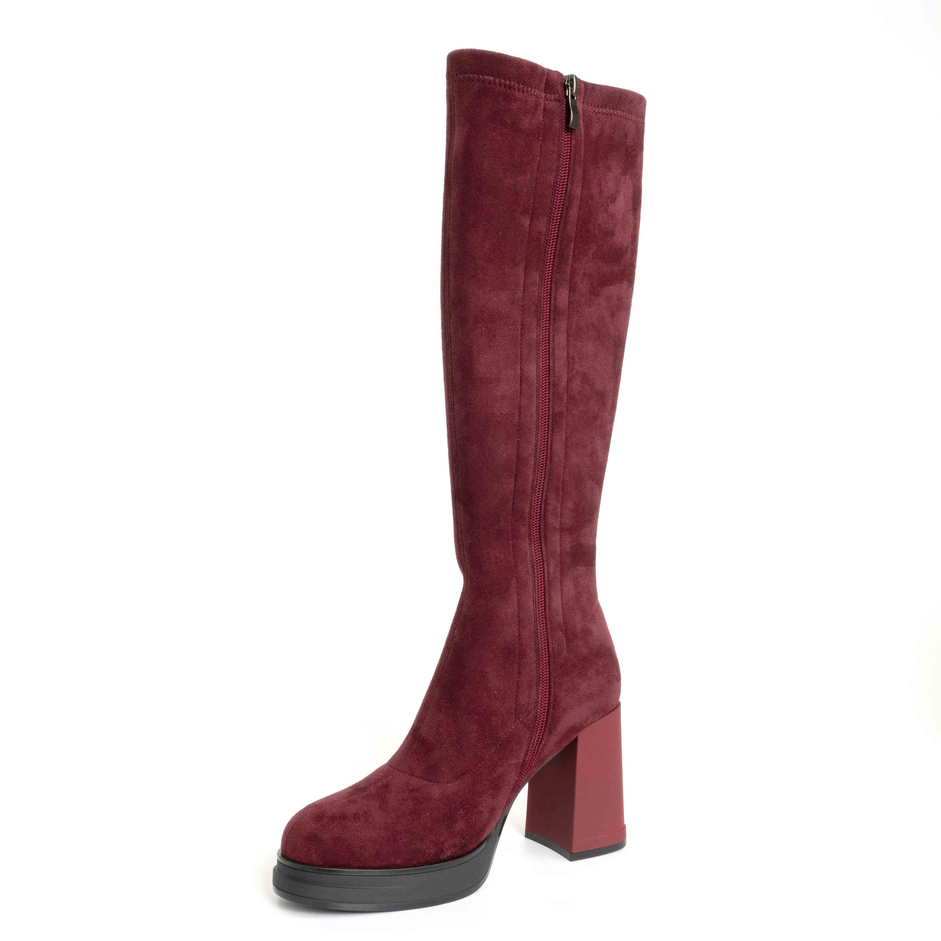 Stylish and Fashion Women knee high boots with Angola Red Genuine leather
