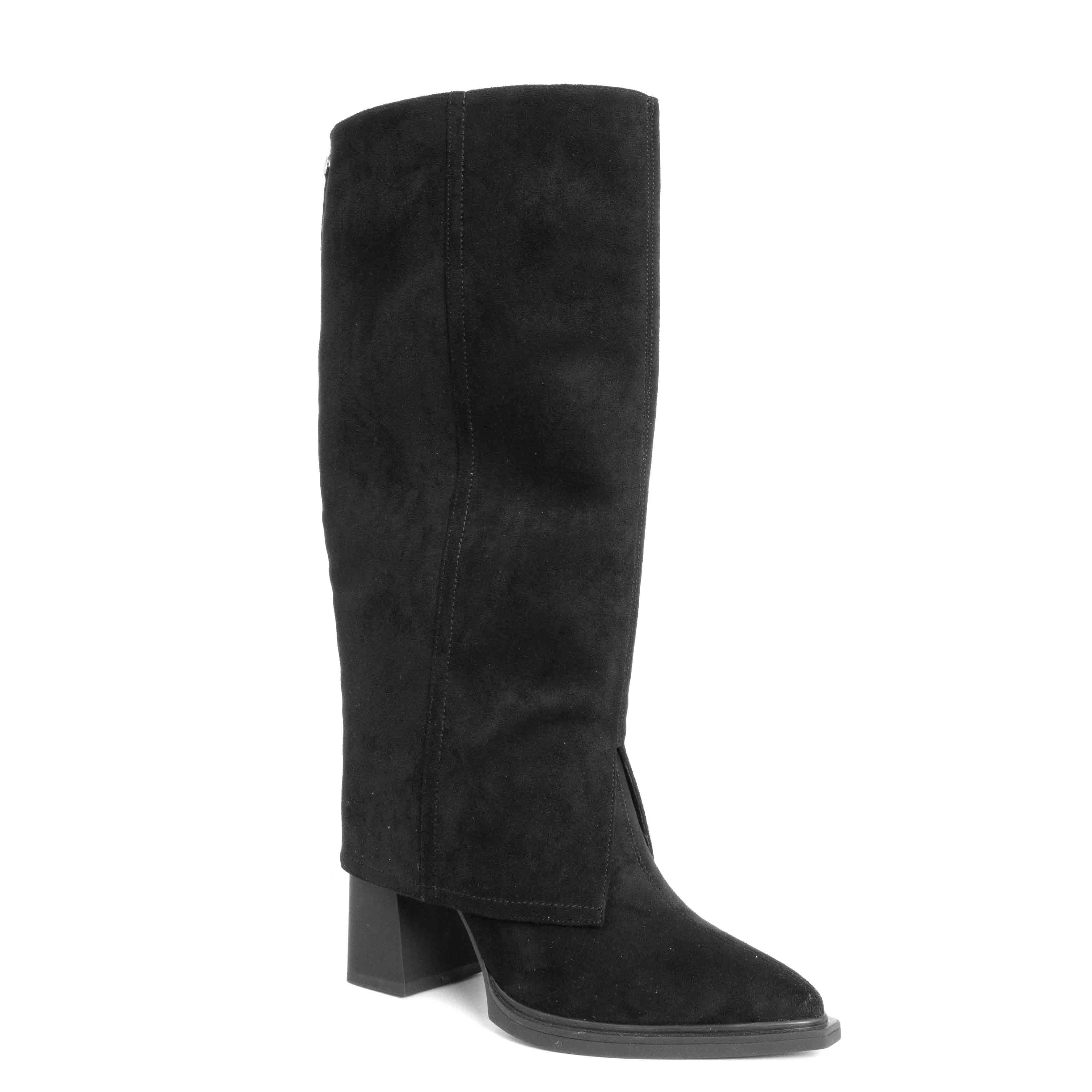Stylish and Fashion women knee high boots with Black Microfiber