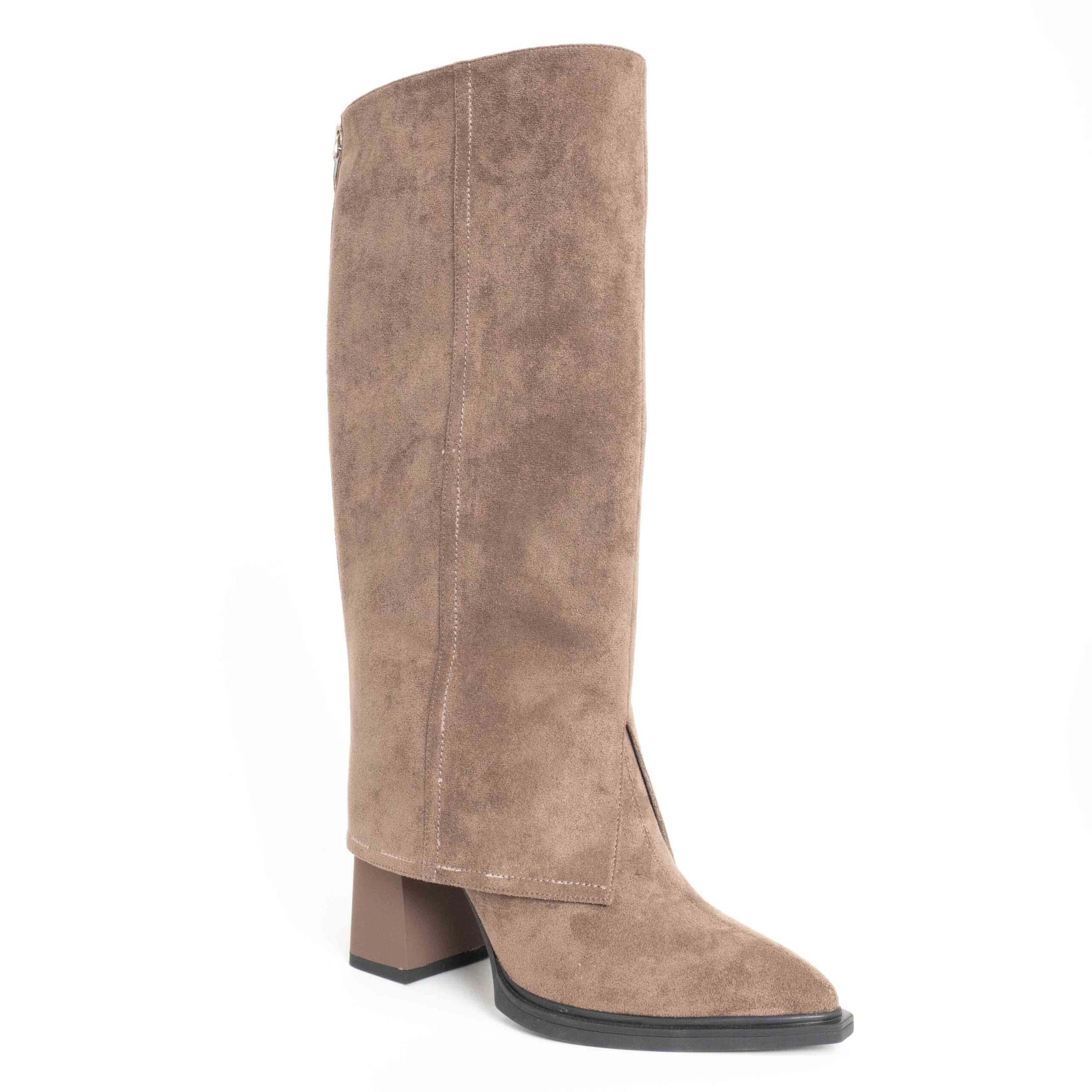 Stylish and Fashion Women knee high boots with Apricot Genuine leather