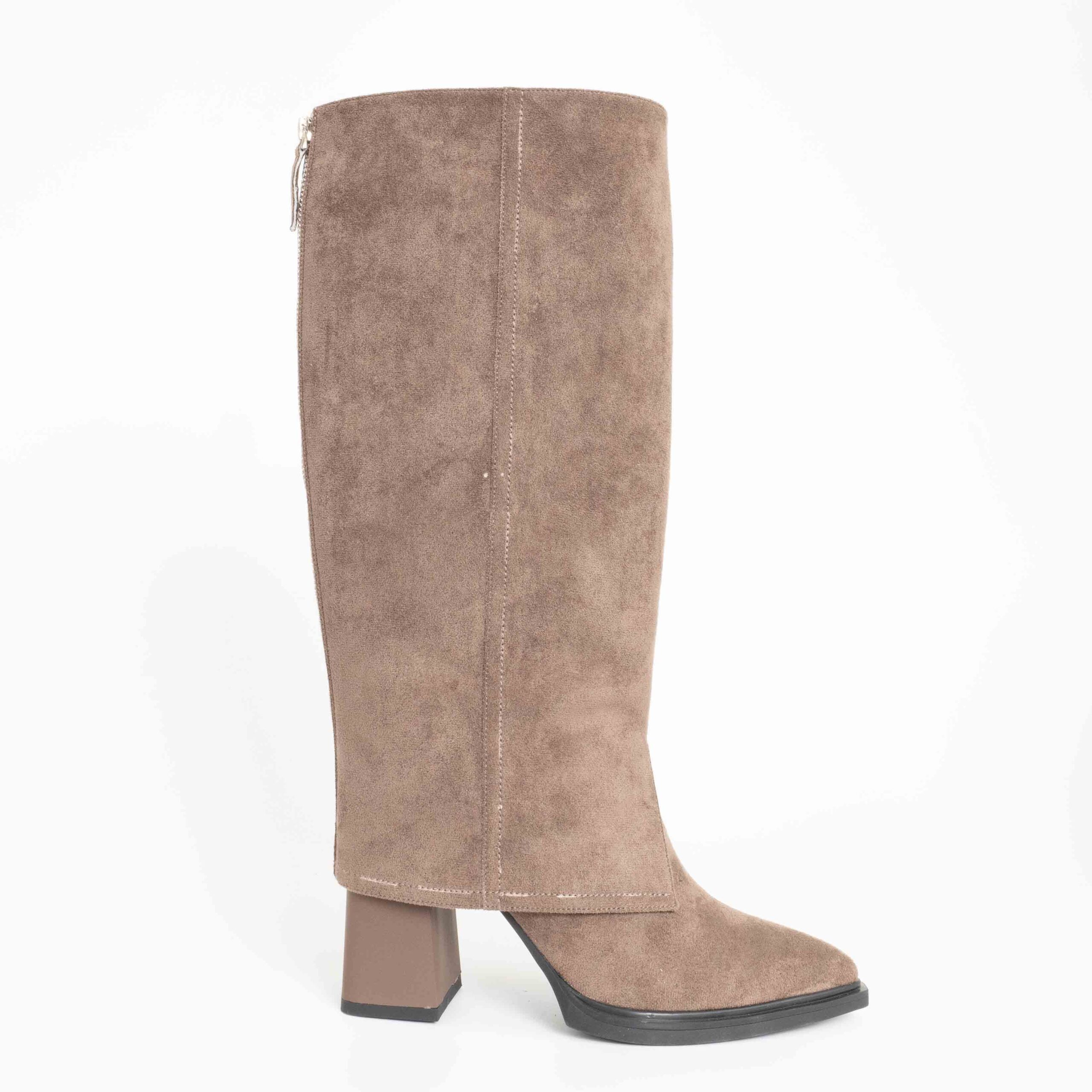 Stylish and Fashion Women knee high boots with Apricot Genuine leather