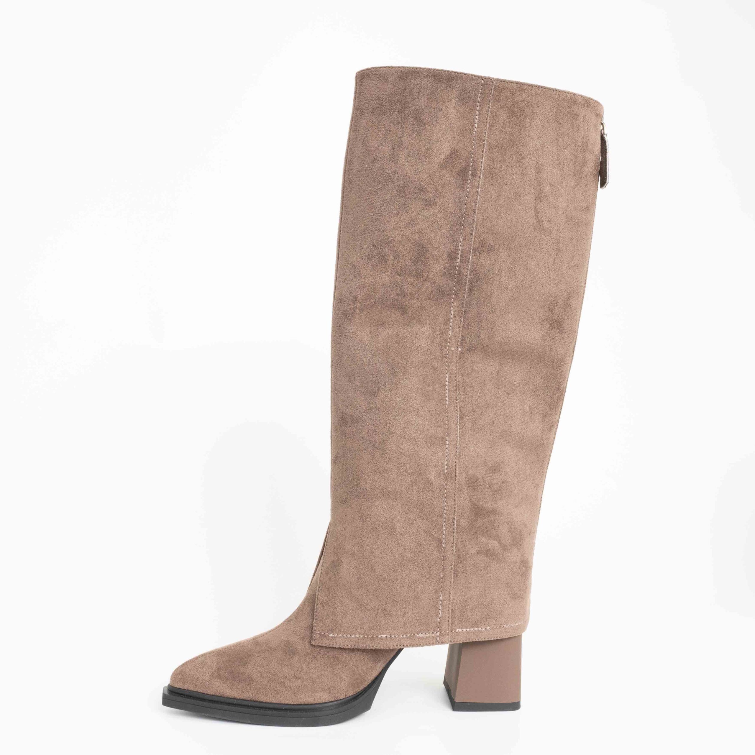 Stylish and Fashion Women knee high boots with Apricot Genuine leather