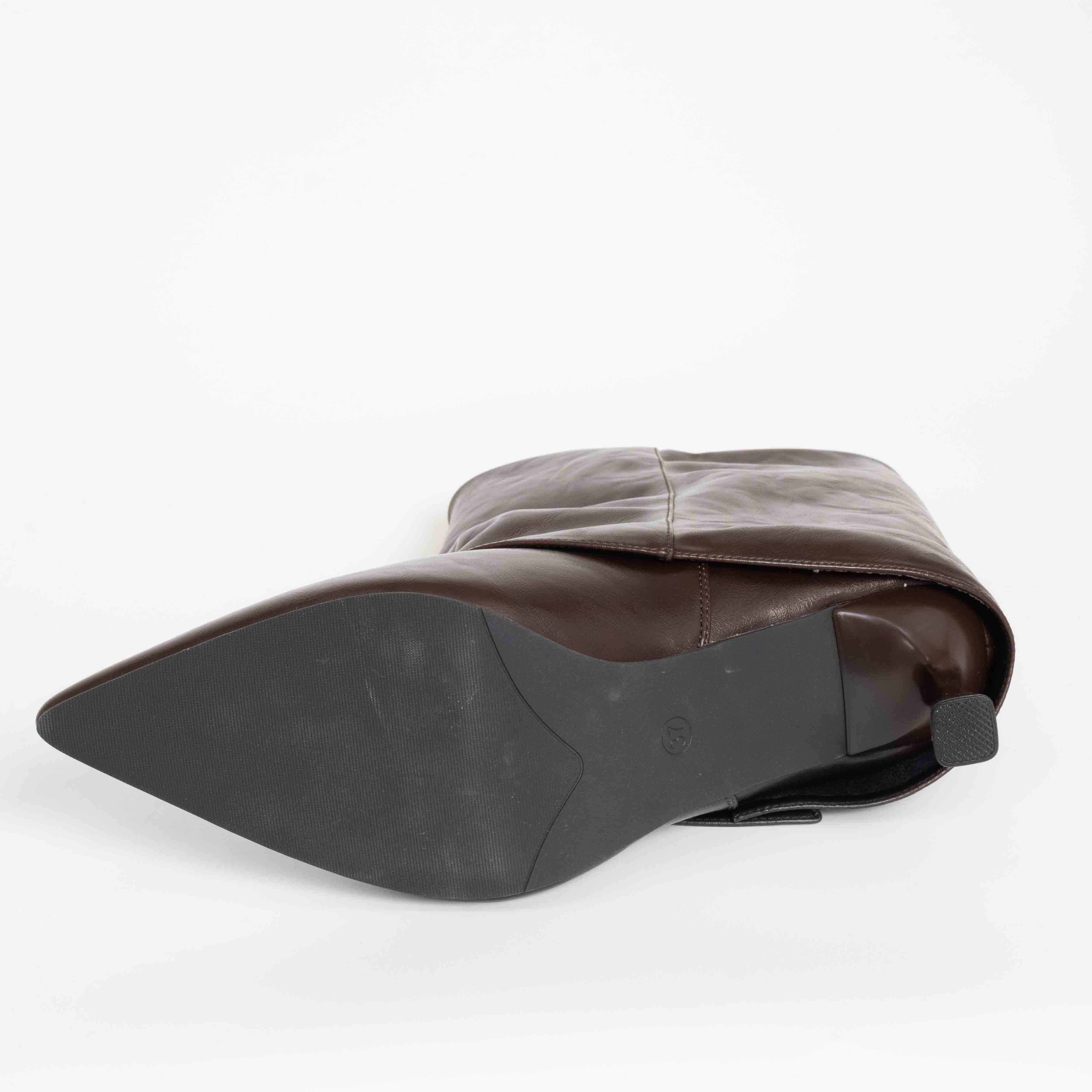 Stylish Women heeled boots with Brown PU leather