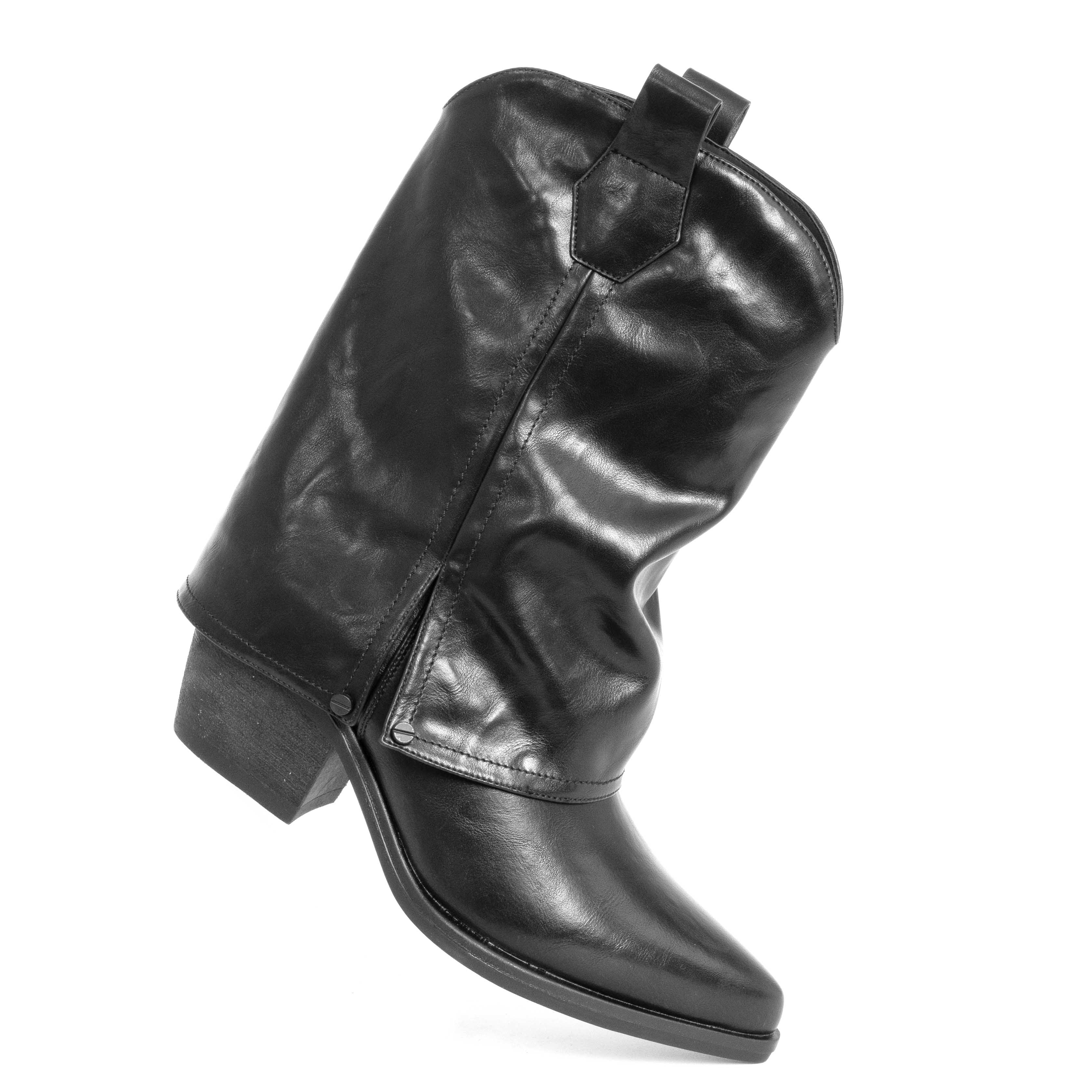 Stylish Women heeled boots with Black and Red PU leather