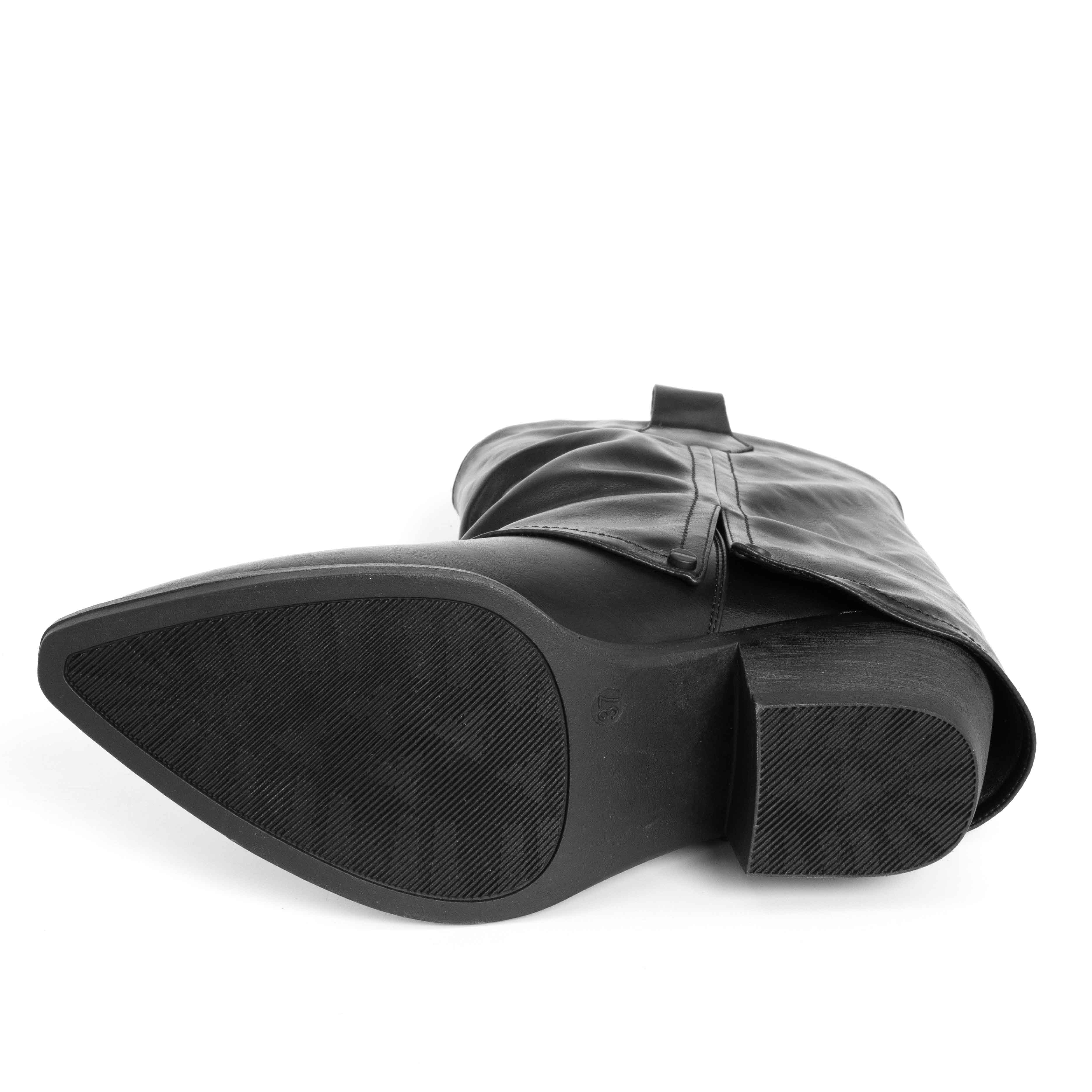 Stylish Women heeled boots with Black and Red PU leather