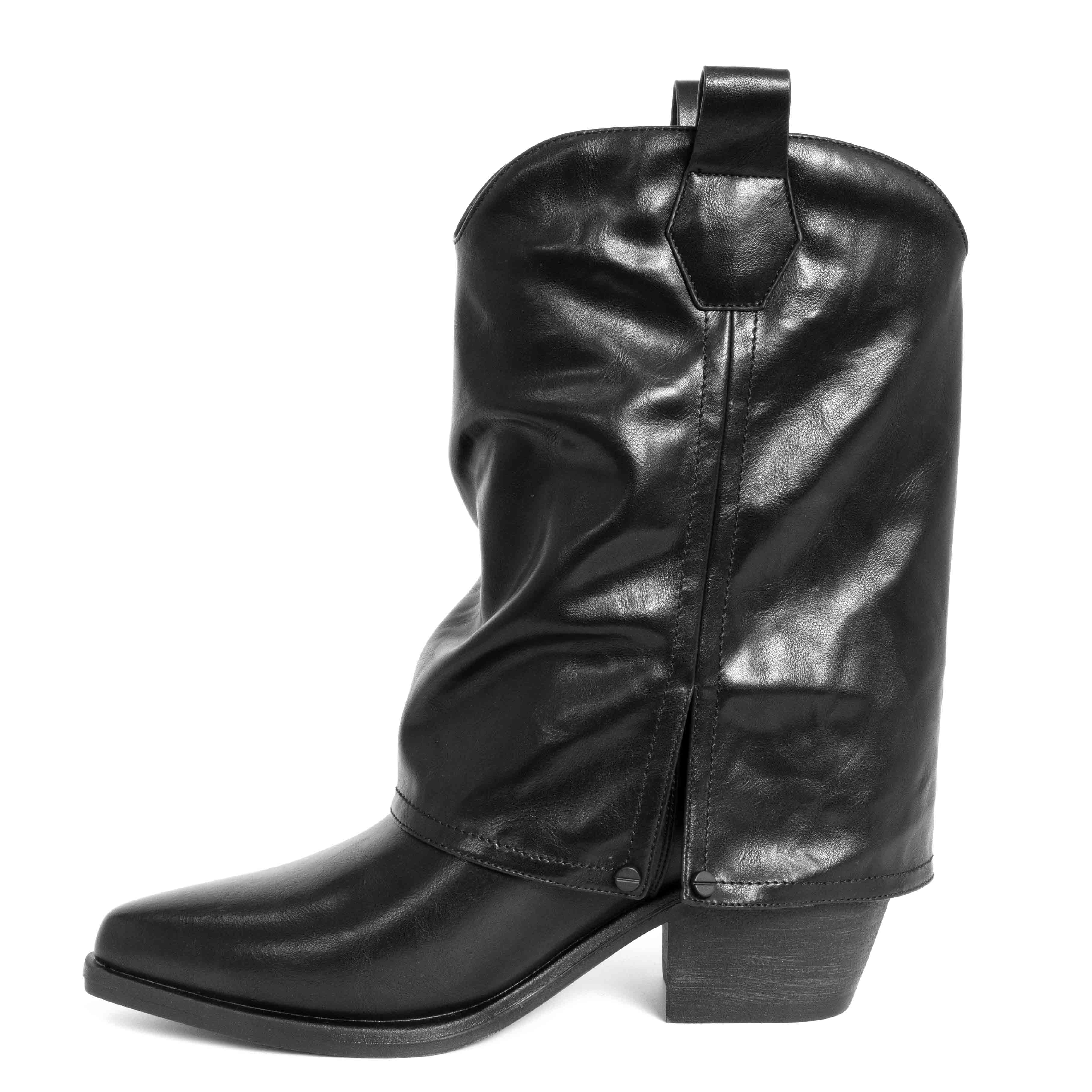 Stylish Women heeled boots with Black and Red PU leather