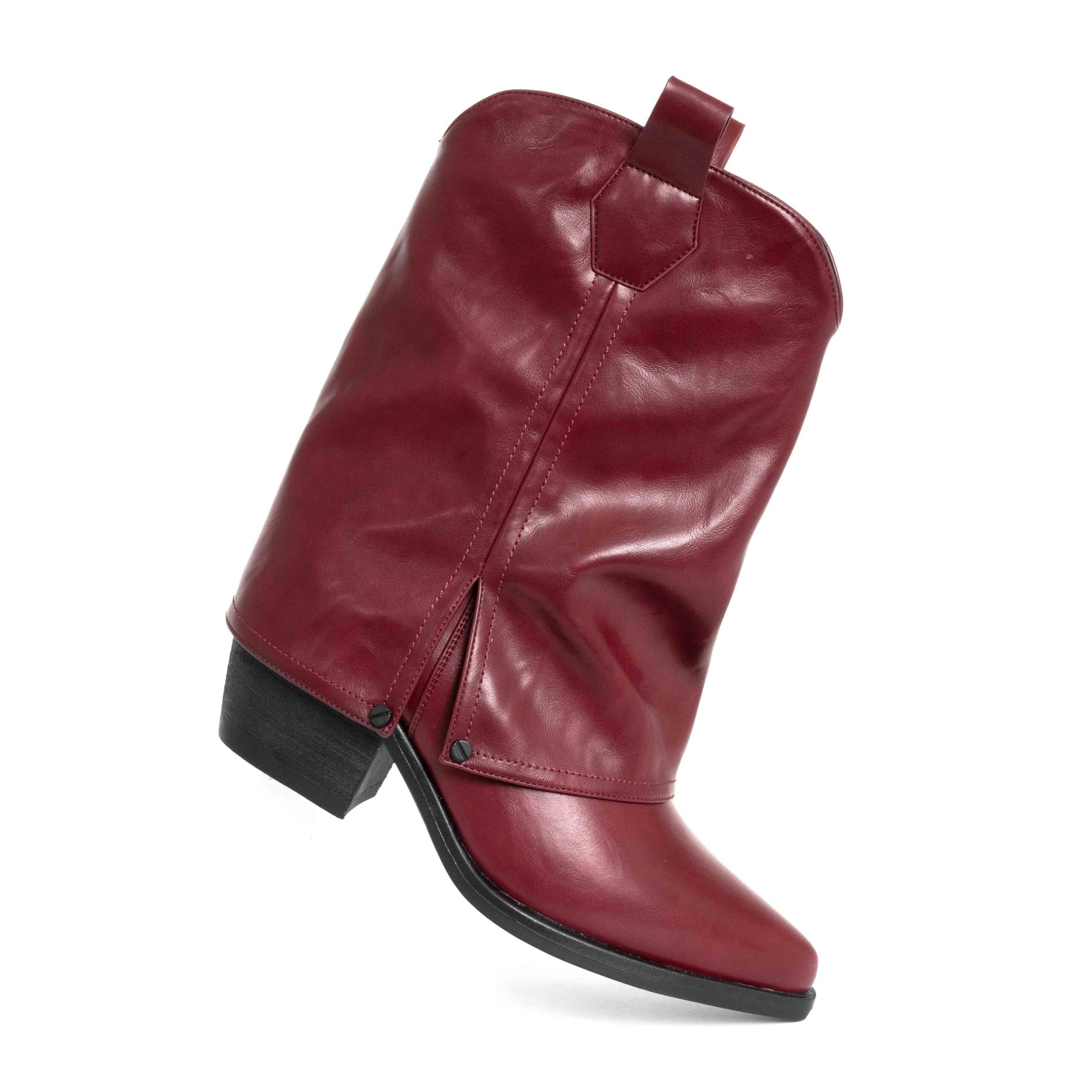 Stylish Women heeled boots with Black and Red PU leather