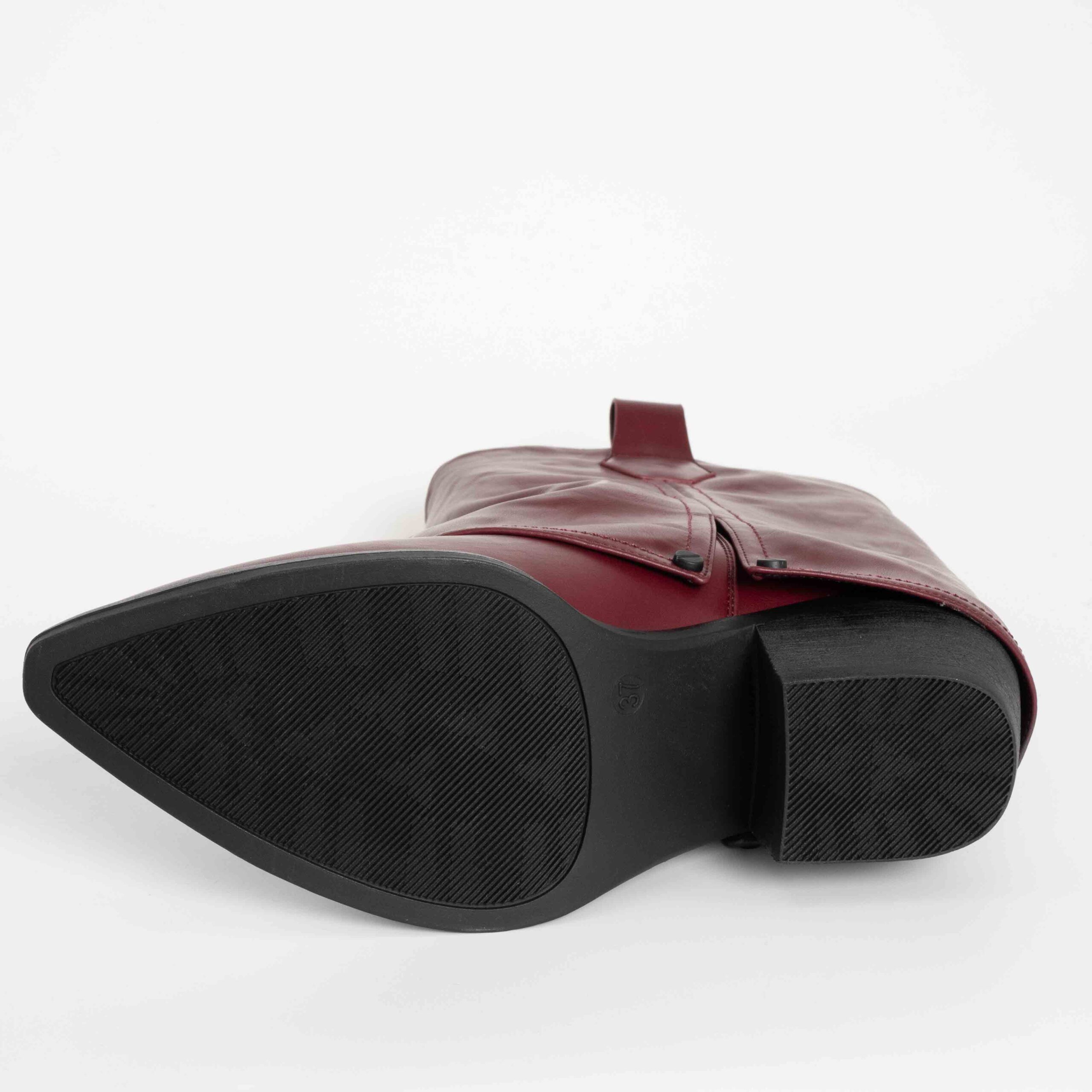 Stylish Women heeled boots with Black and Red PU leather