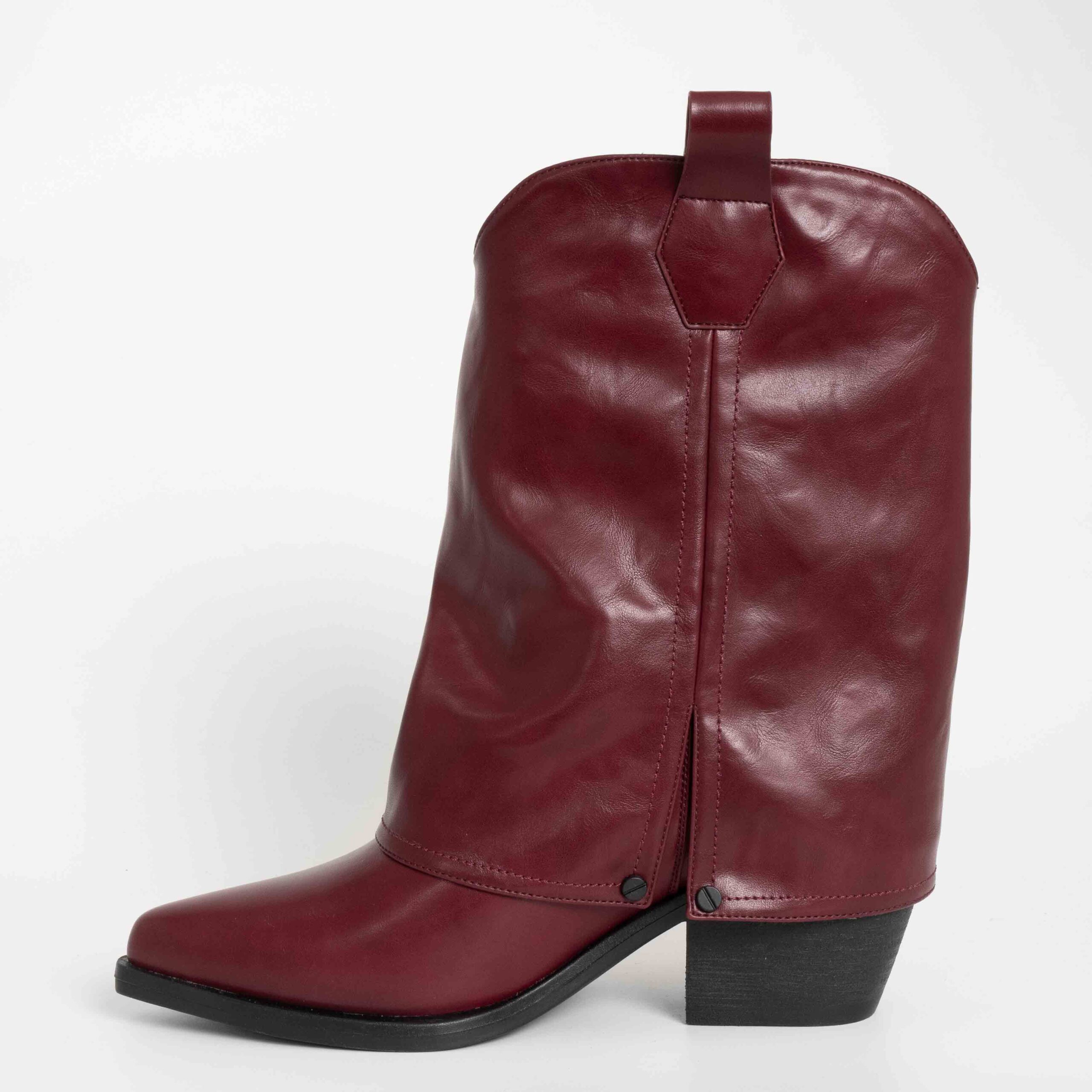 Stylish Women heeled boots with Black and Red PU leather
