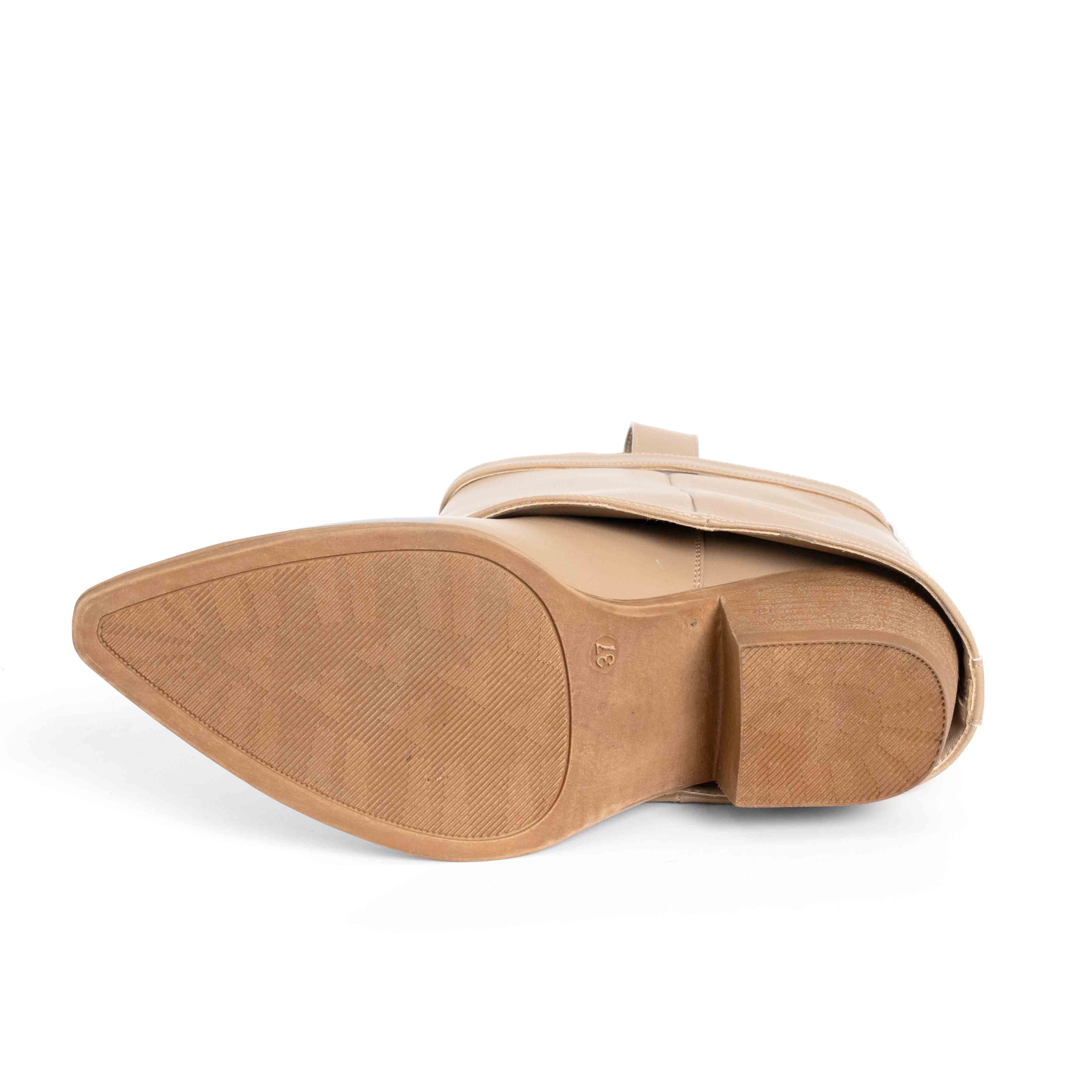 Stylish Women heeled boots with Black and Beige PU leather