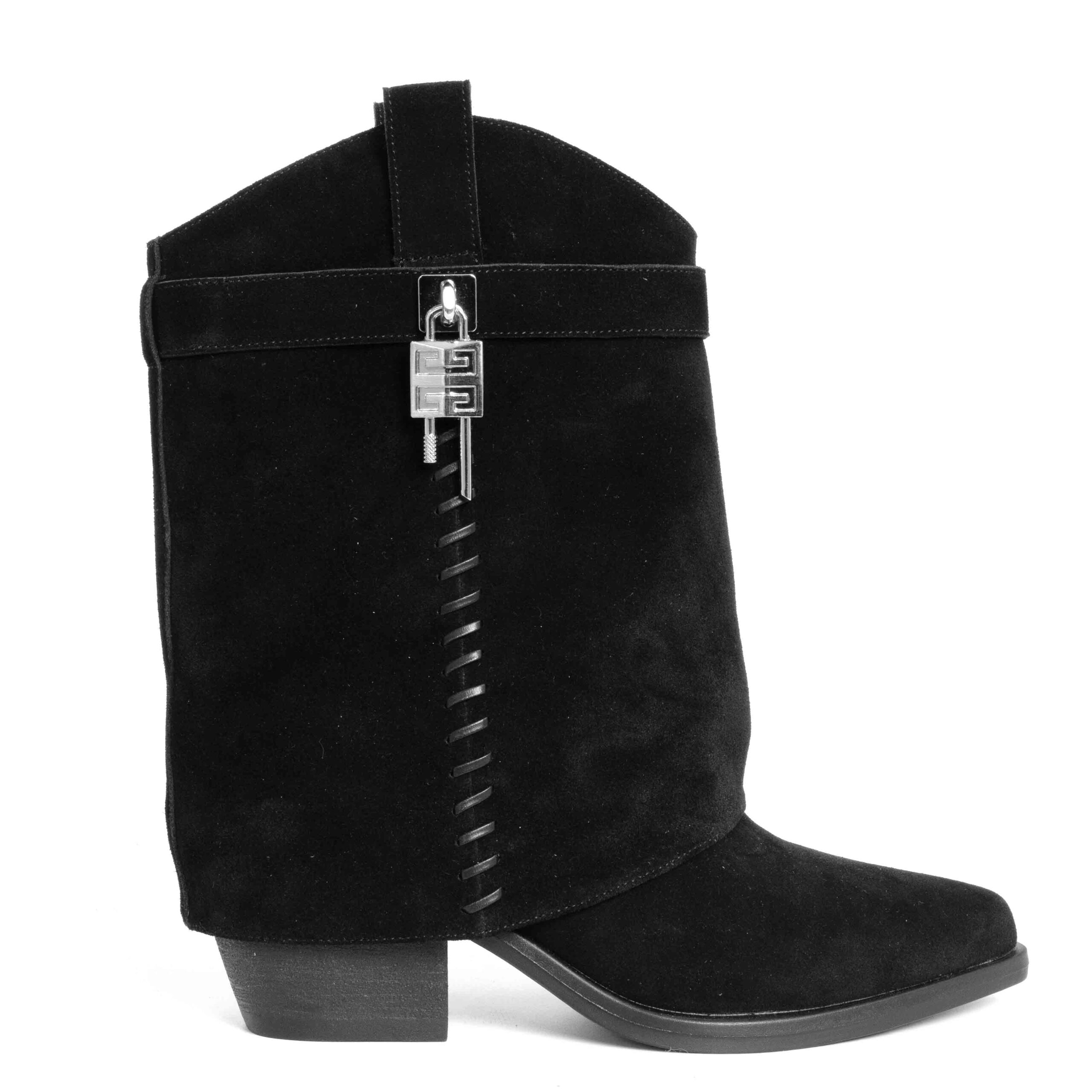 Stylish Women heeled boots with Black and red Genuine leather