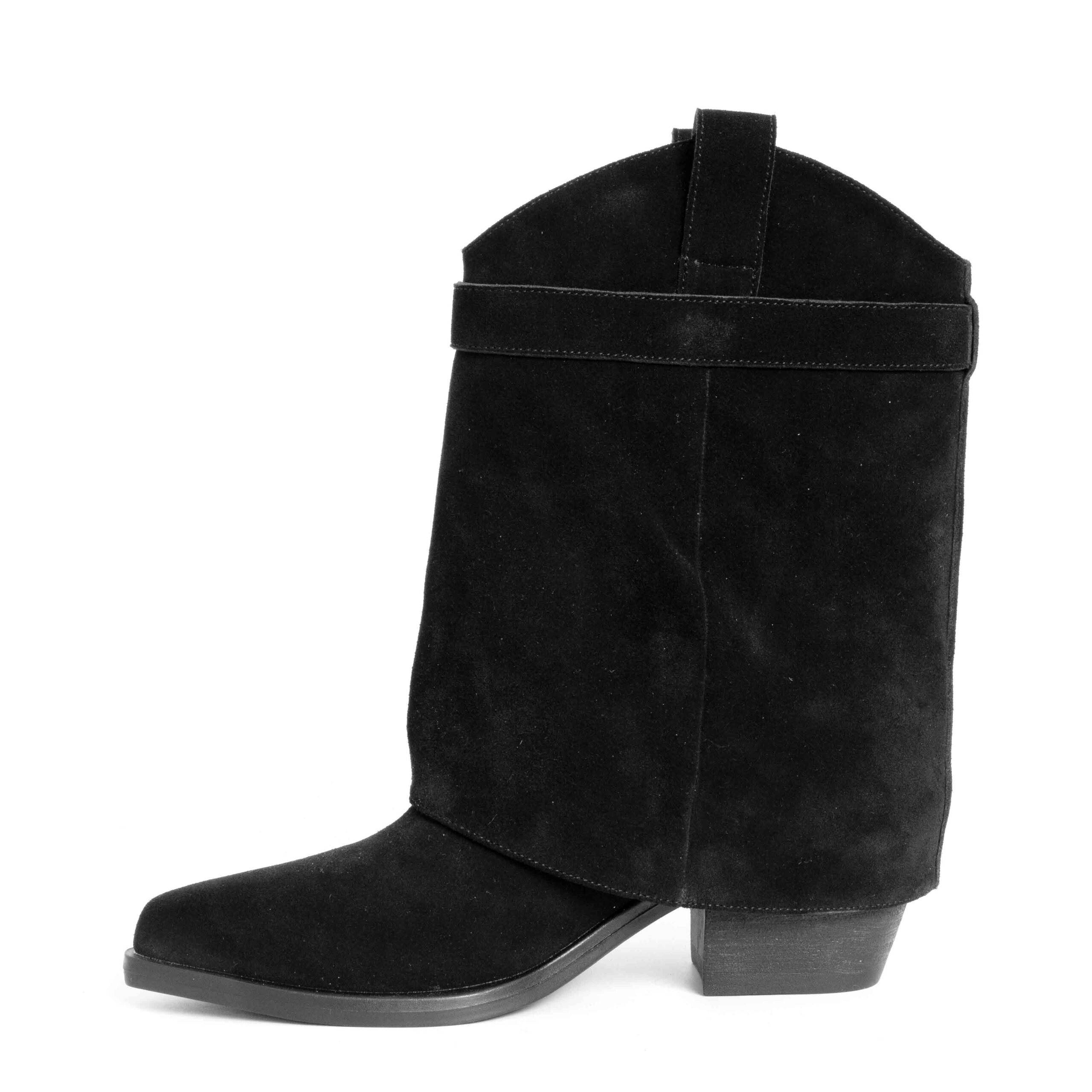 Stylish Women heeled boots with Black and red Genuine leather