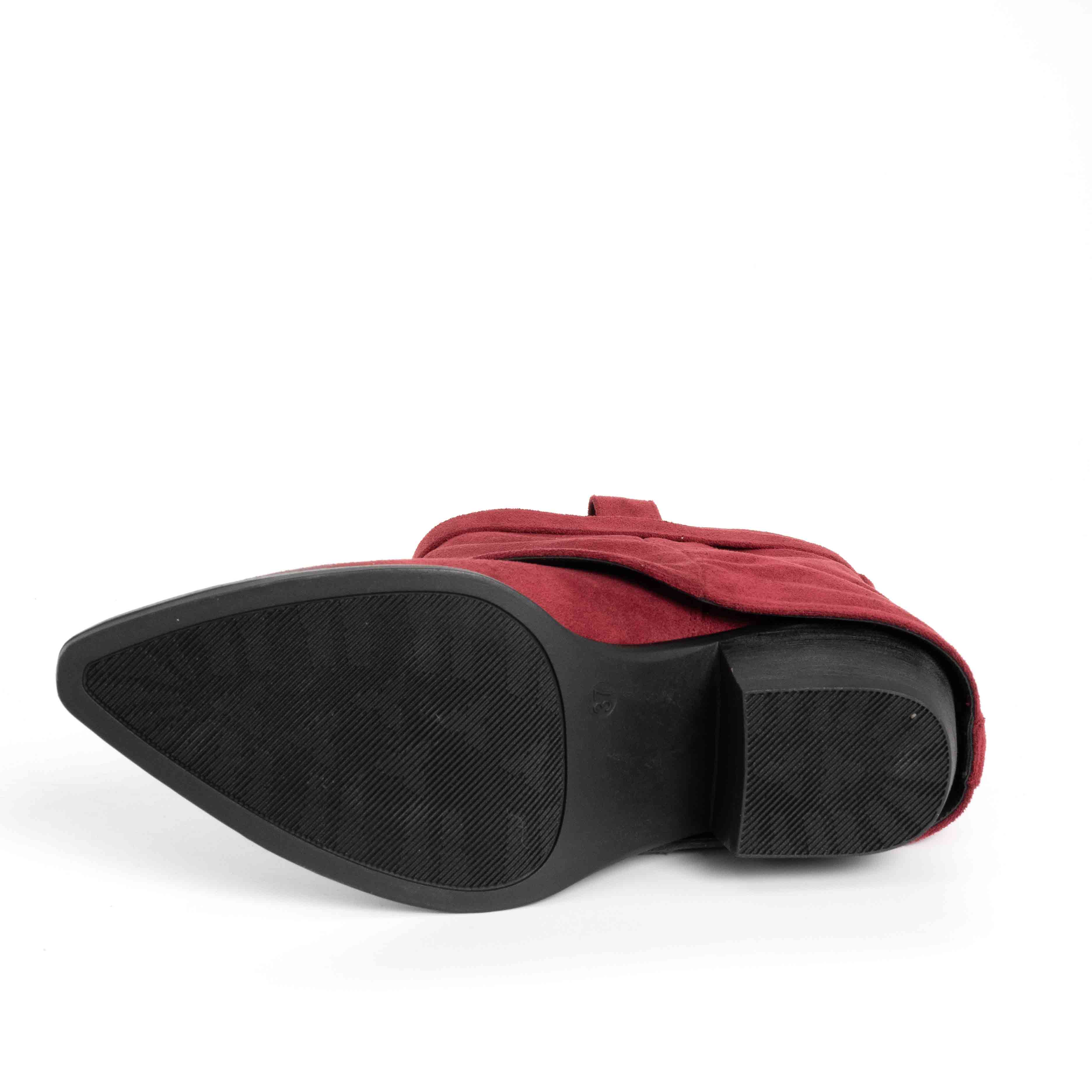 Stylish Women heeled boots with Black and red Genuine leather