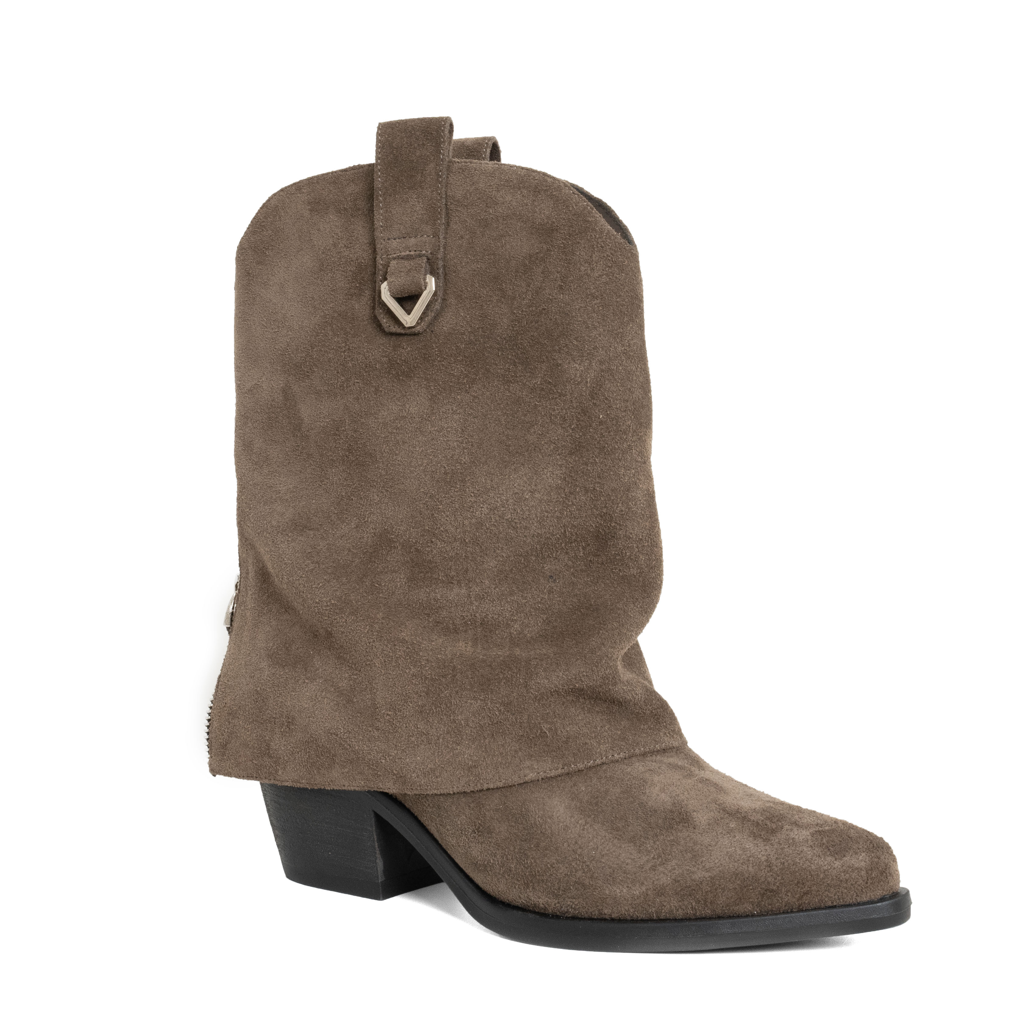 Stylish Women heeled boots with Grey Genuine leather