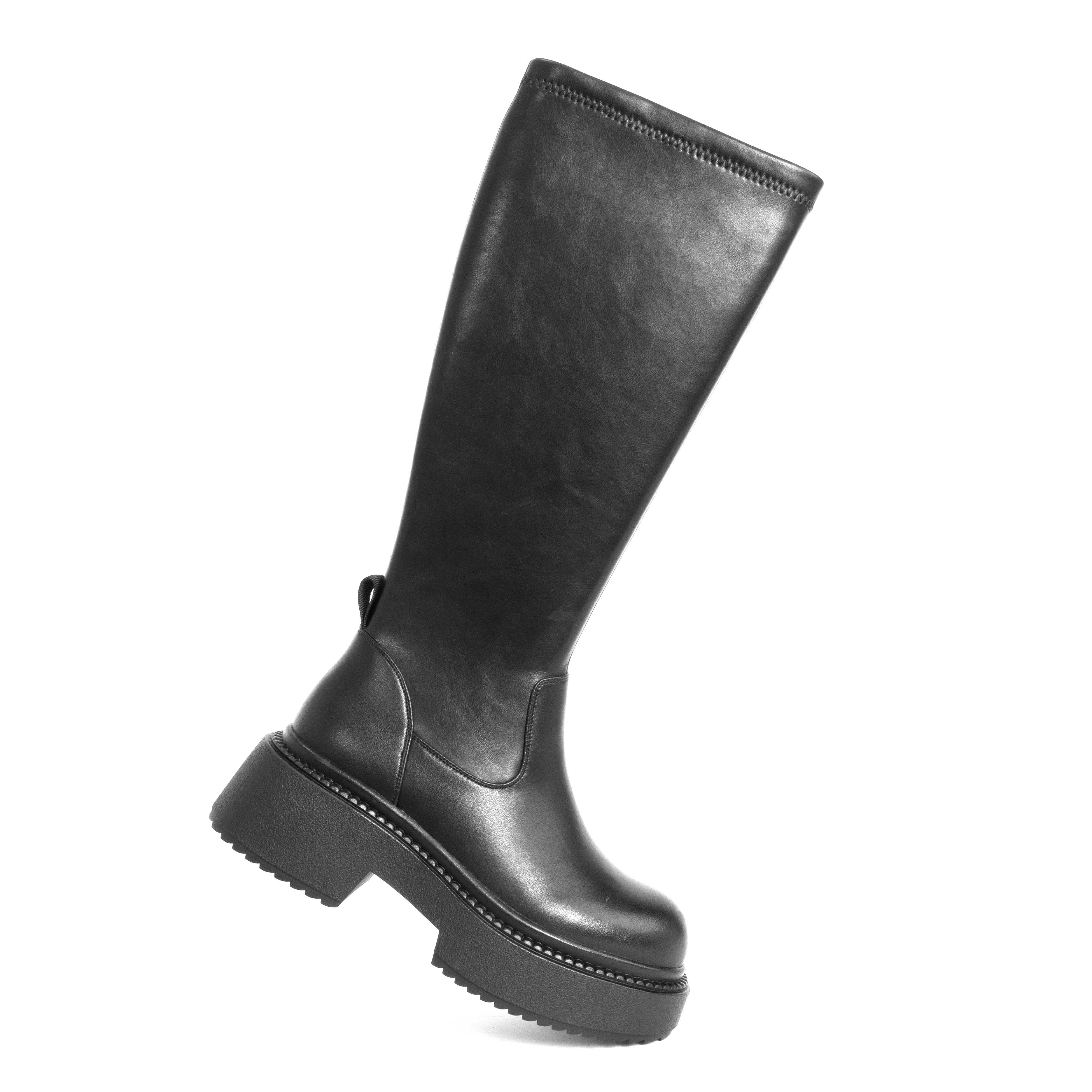 CLASSIC knee high boots for women with Stretch PU leather