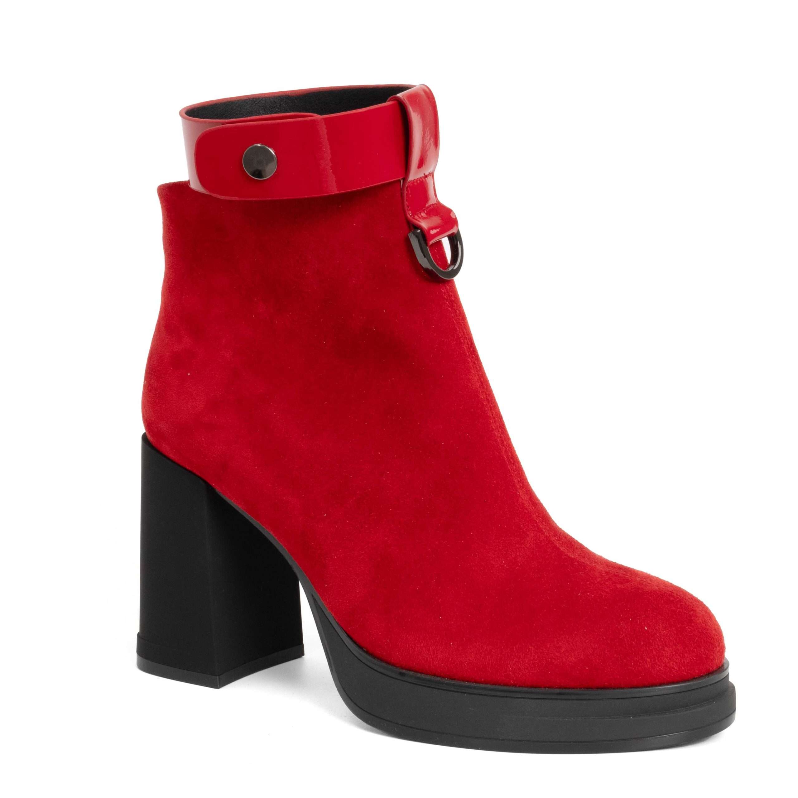 NEW Women Heeled boots with red cashmere leather