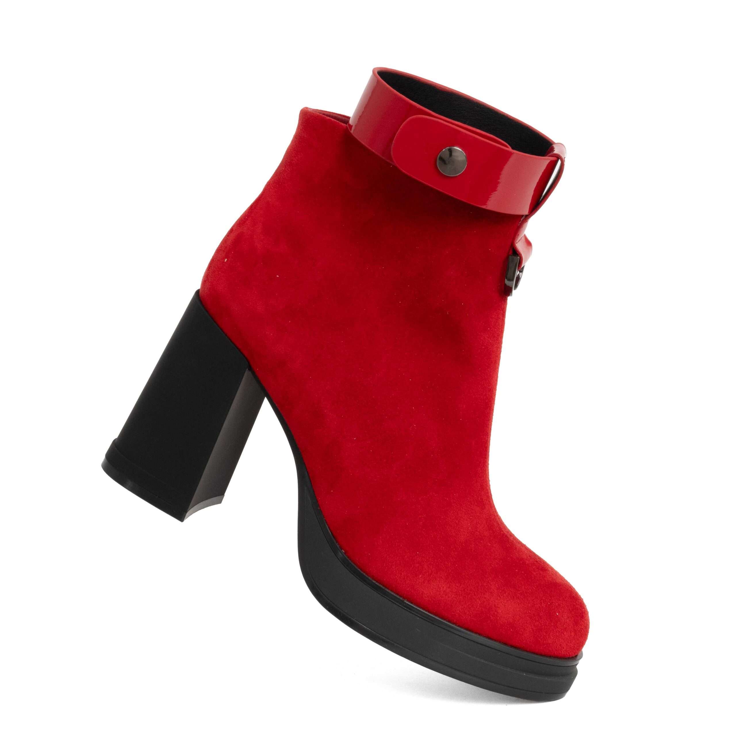NEW Women Heeled boots with red cashmere leather