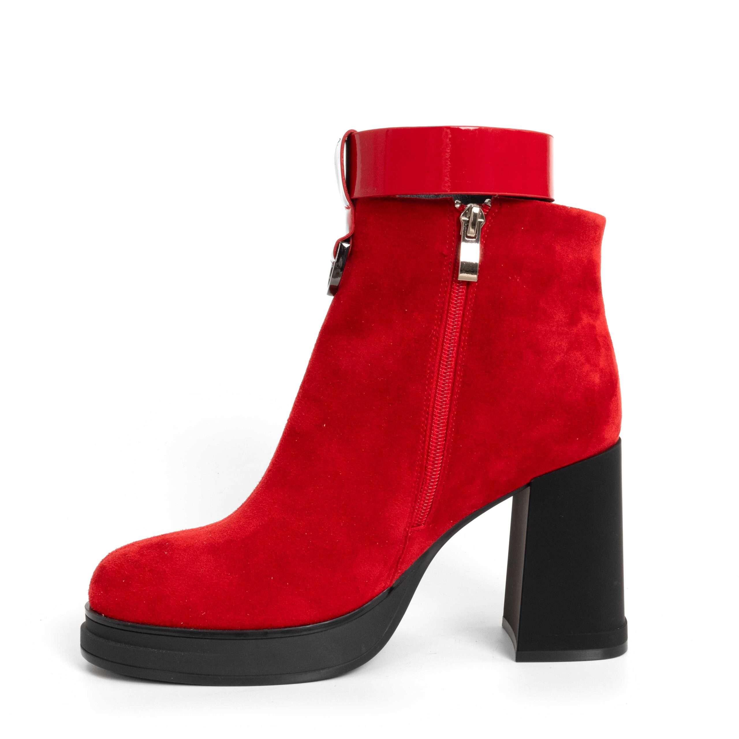 NEW Women Heeled boots with red cashmere leather