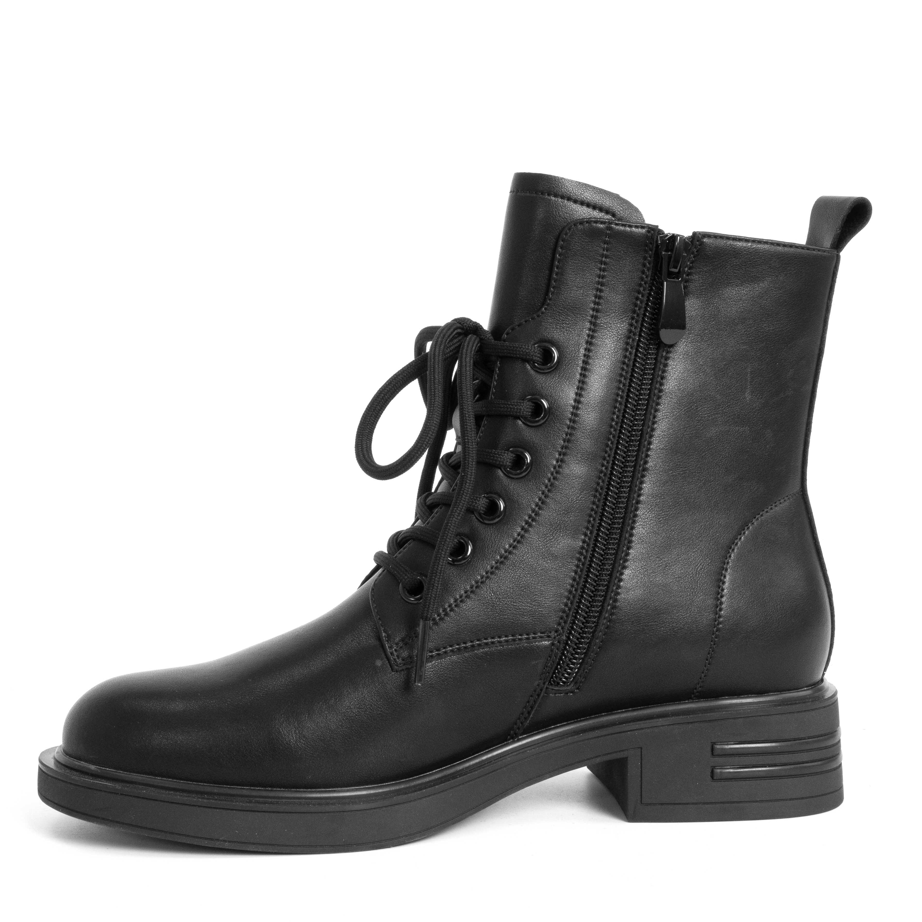 NEW RELEASE Women work boots with lace up and Black Microfiber leather