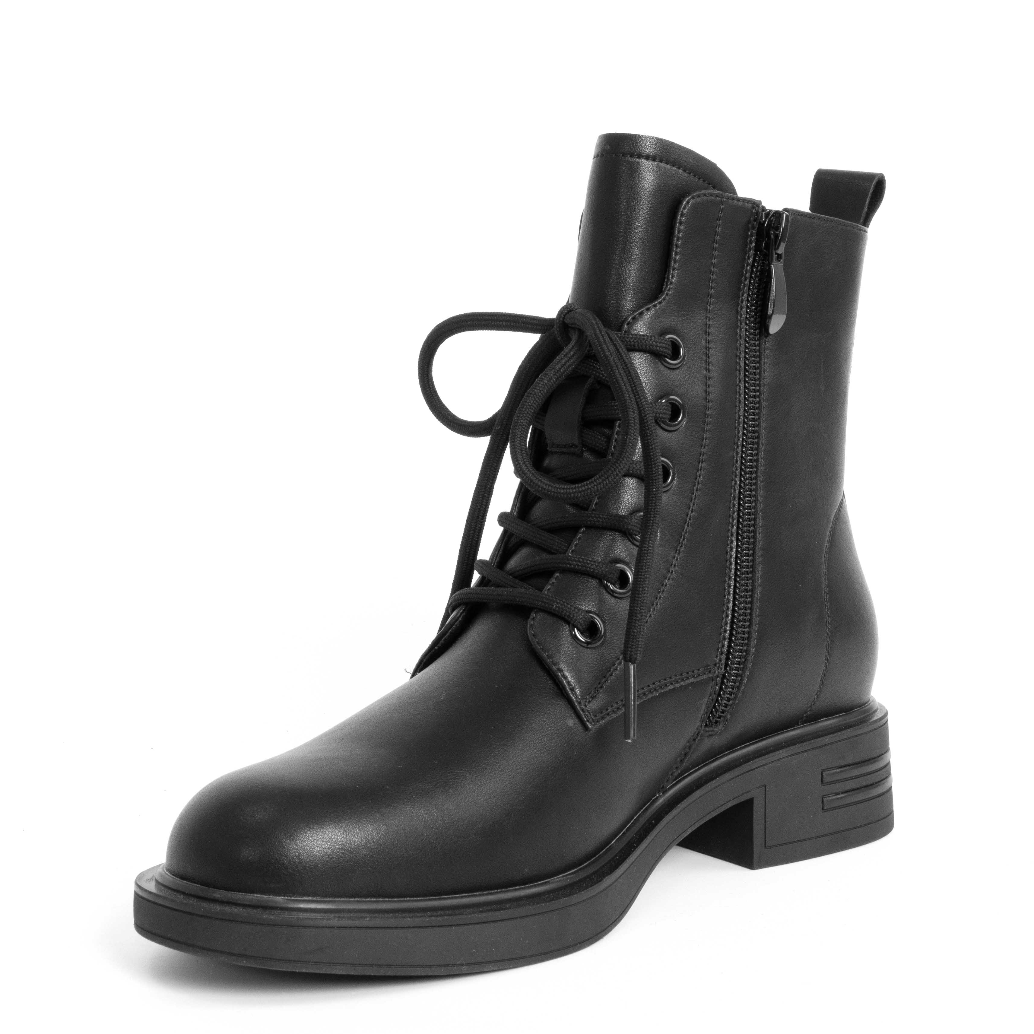 NEW RELEASE Women work boots with lace up and Black Microfiber leather