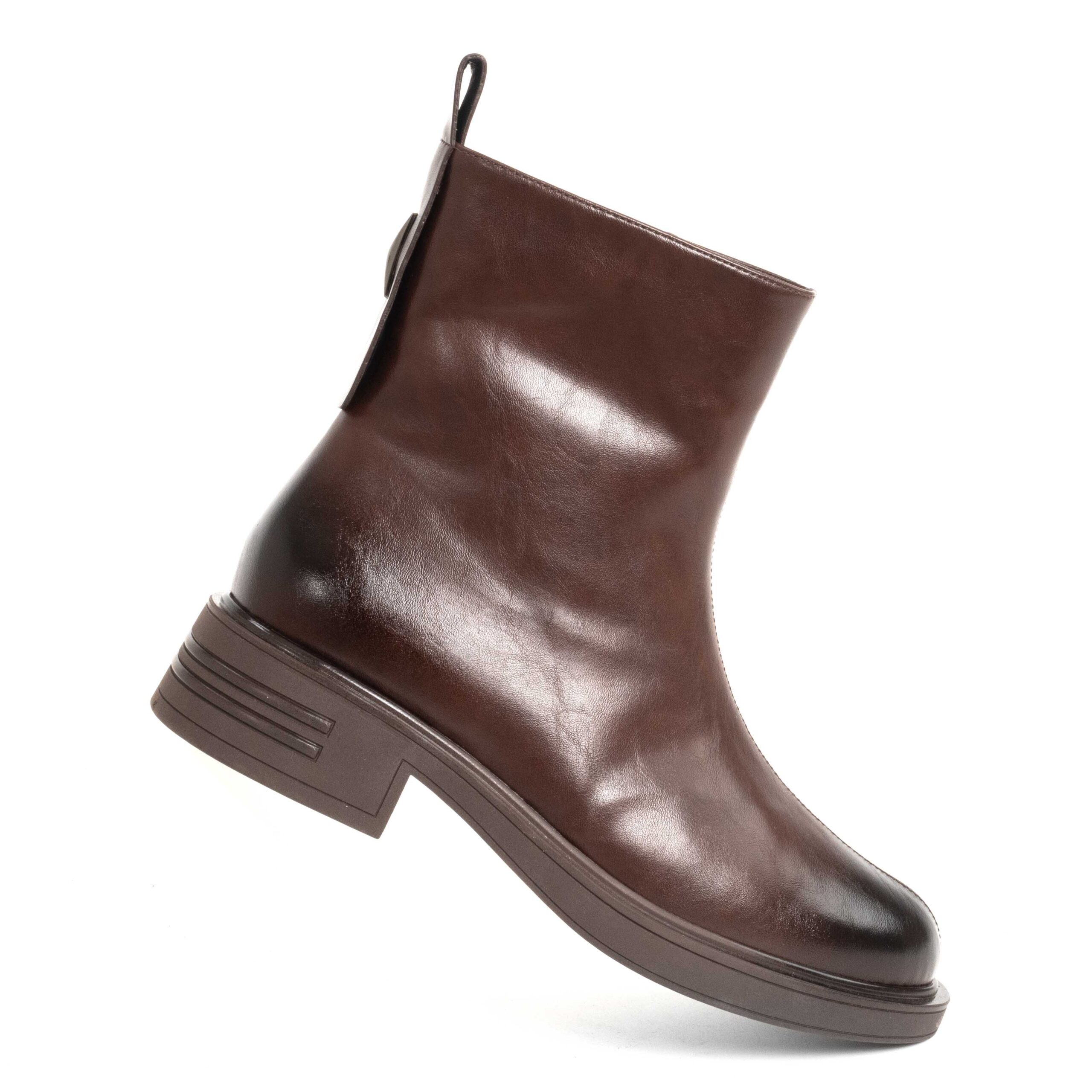 HOT SALES Women Work boots with Slip on and Brown Microfiber leather