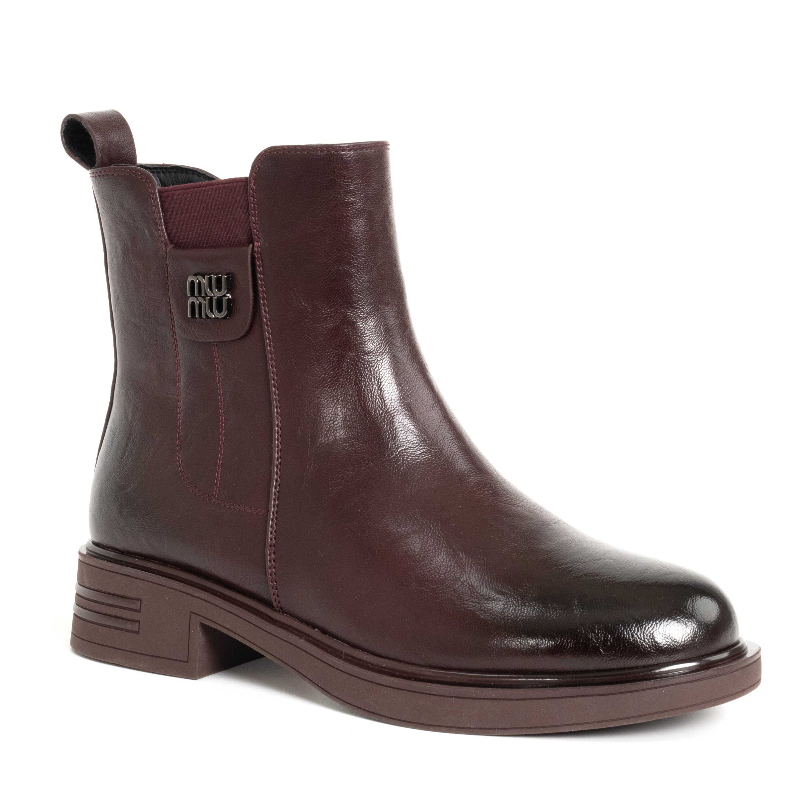 HOT SALES Women Work boots with Slip on and Brown Microfiber leather