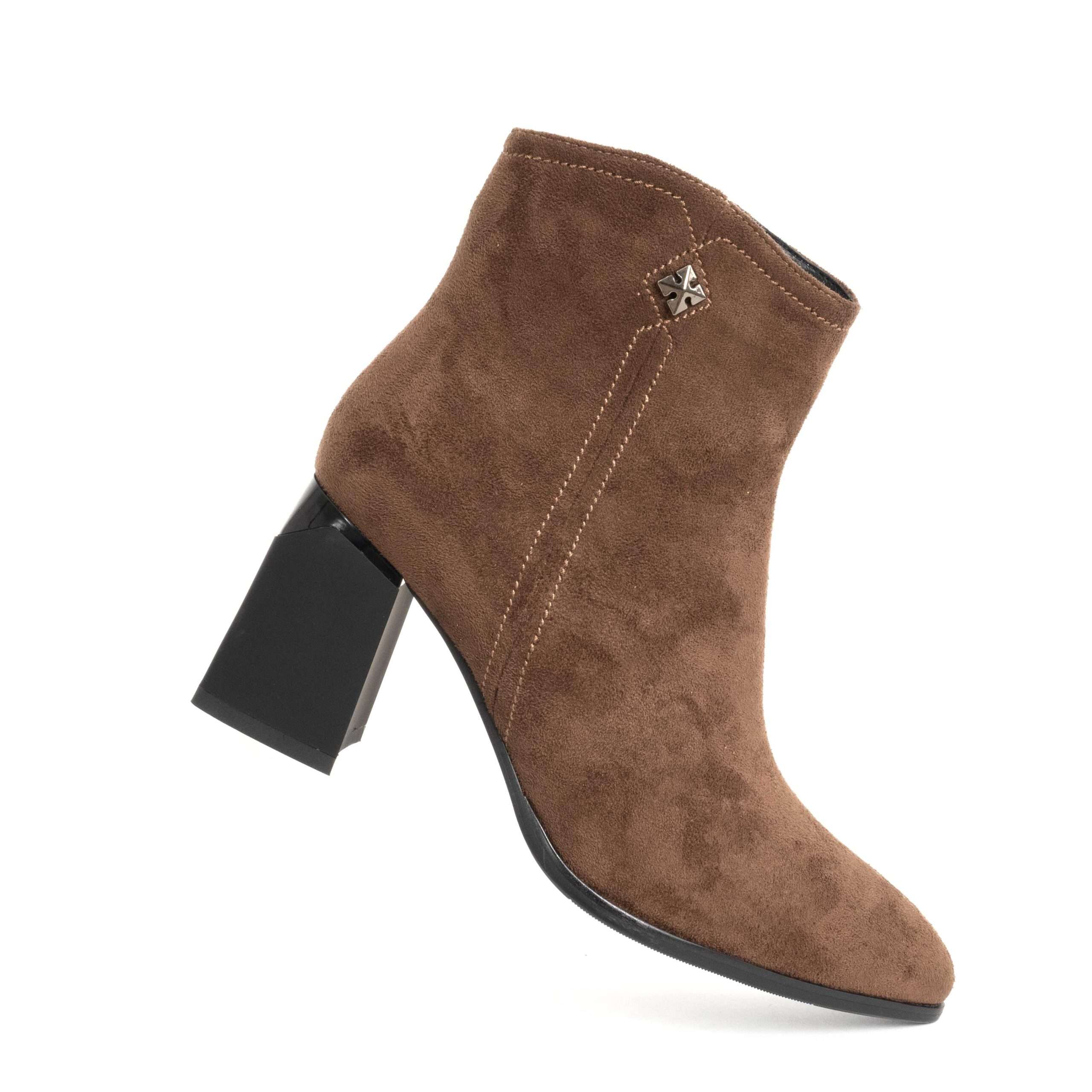 BEST SALE Women heeled boots with Brown Cashmere leather