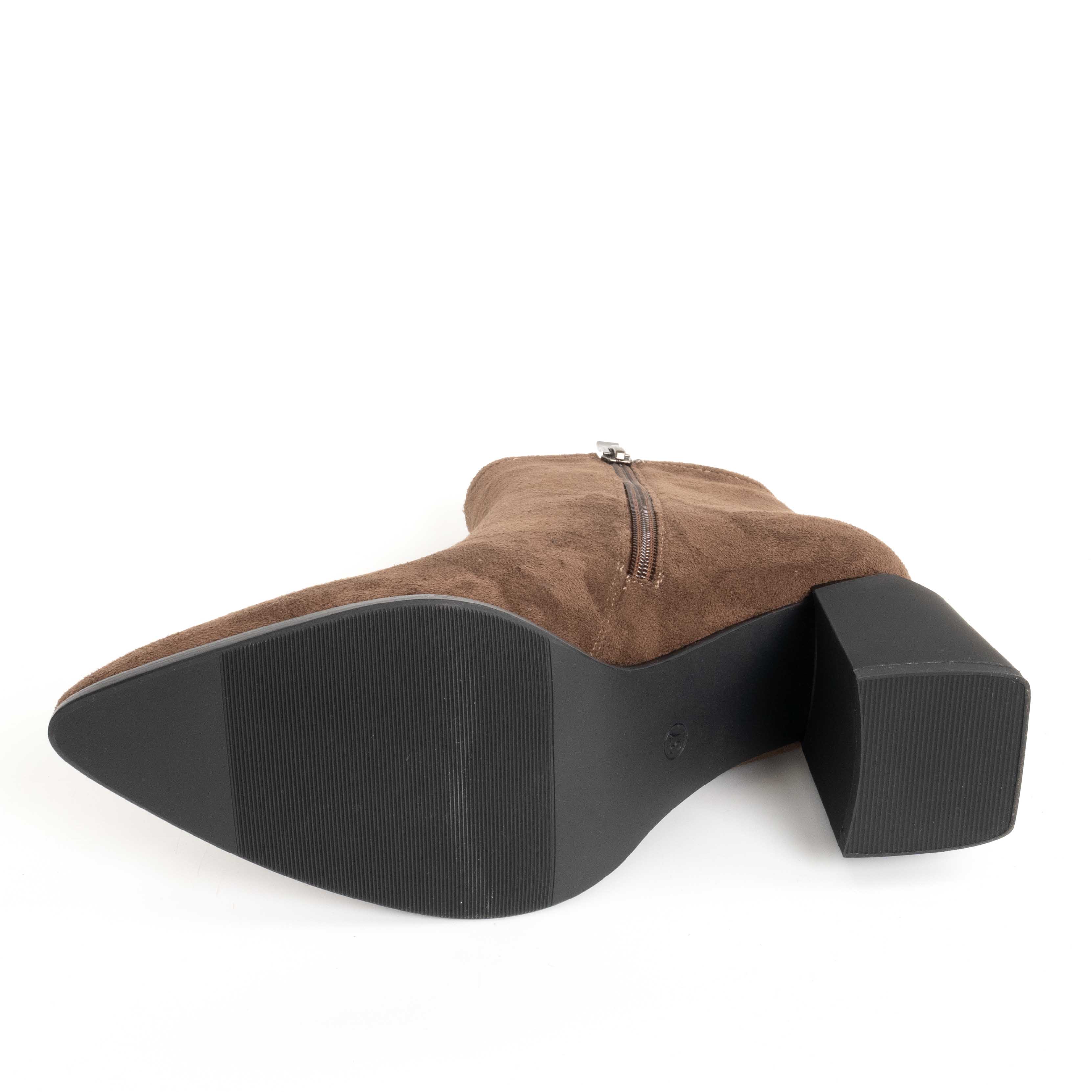 BEST SALE Women heeled boots with Brown Cashmere leather