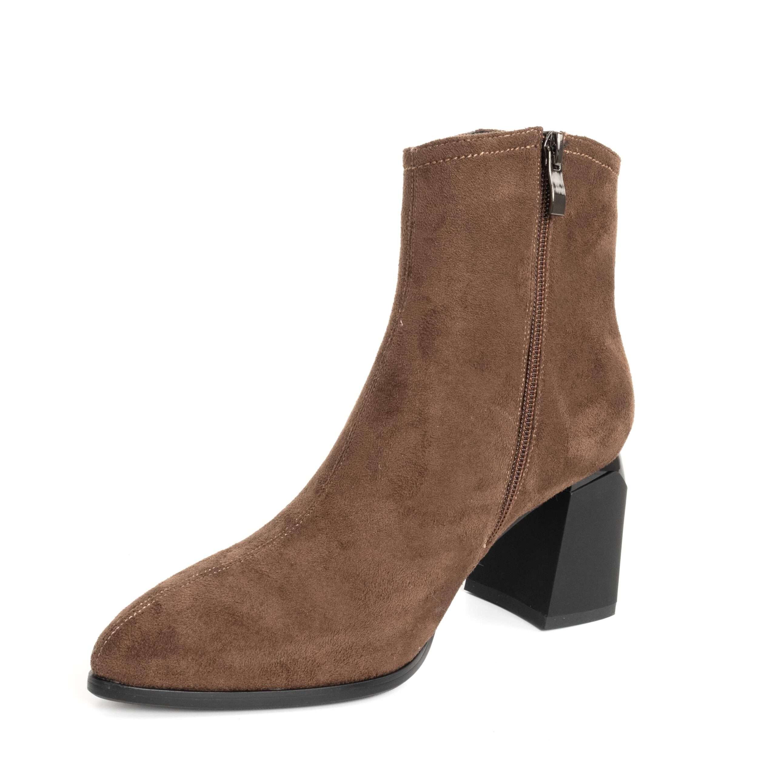BEST SALE Women heeled boots with Brown Cashmere leather