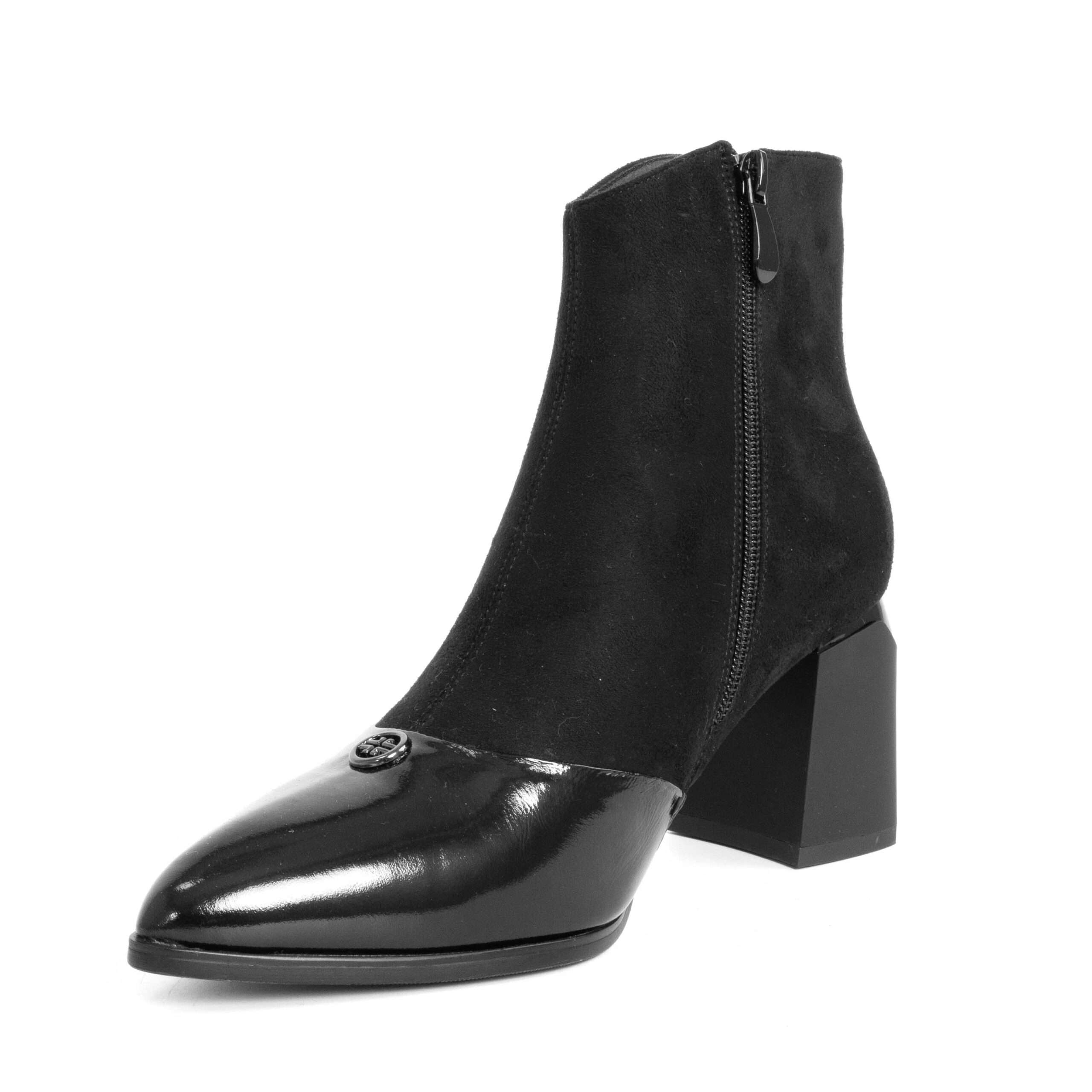 HOT SALE Women heeled boots with Black Cashmere leather and patent leather