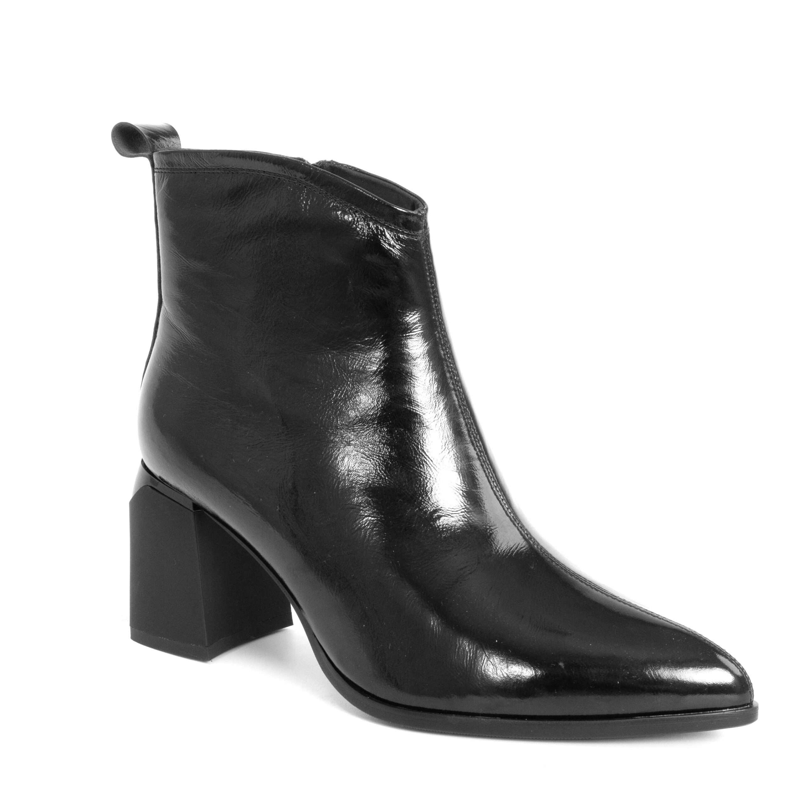 HOT SALE Women heeled boots with Black patent leather