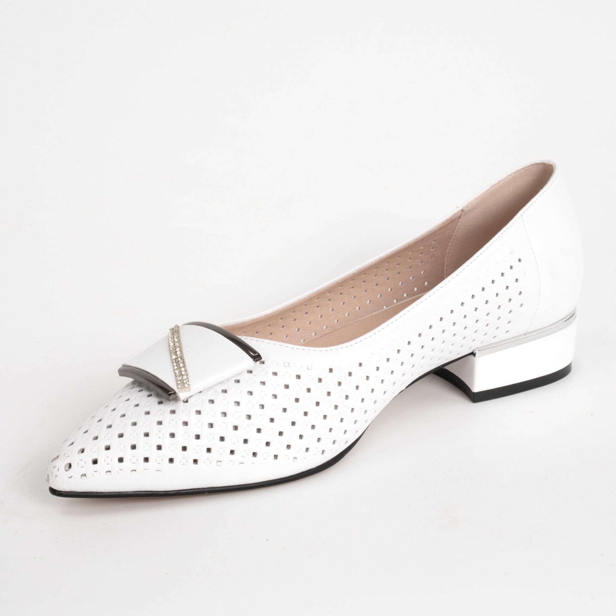 NEW Women high heel pumps with White microfiber action leather