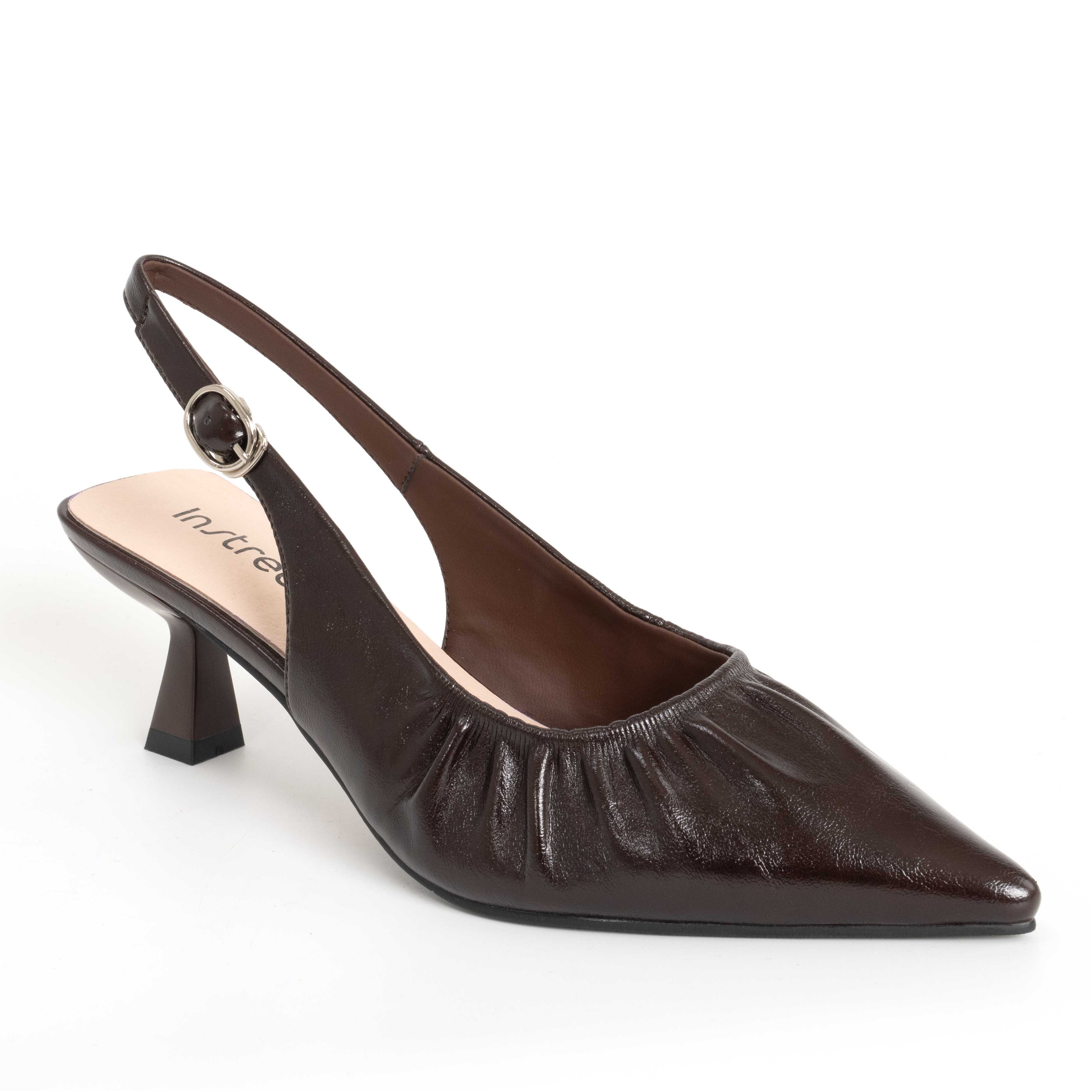 NEW Women high heel pumps with Brown PU leather