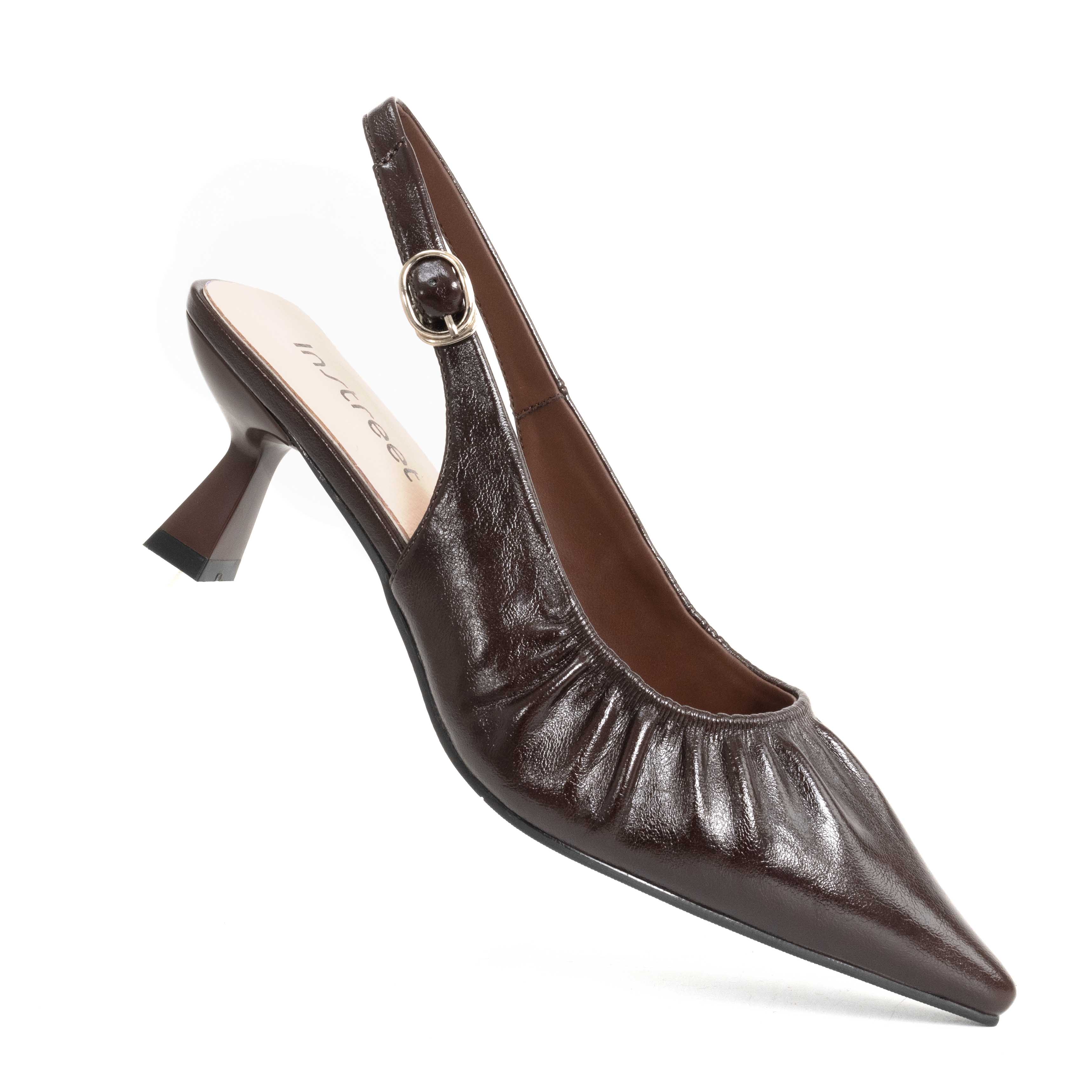 NEW Women high heel pumps with Brown PU leather