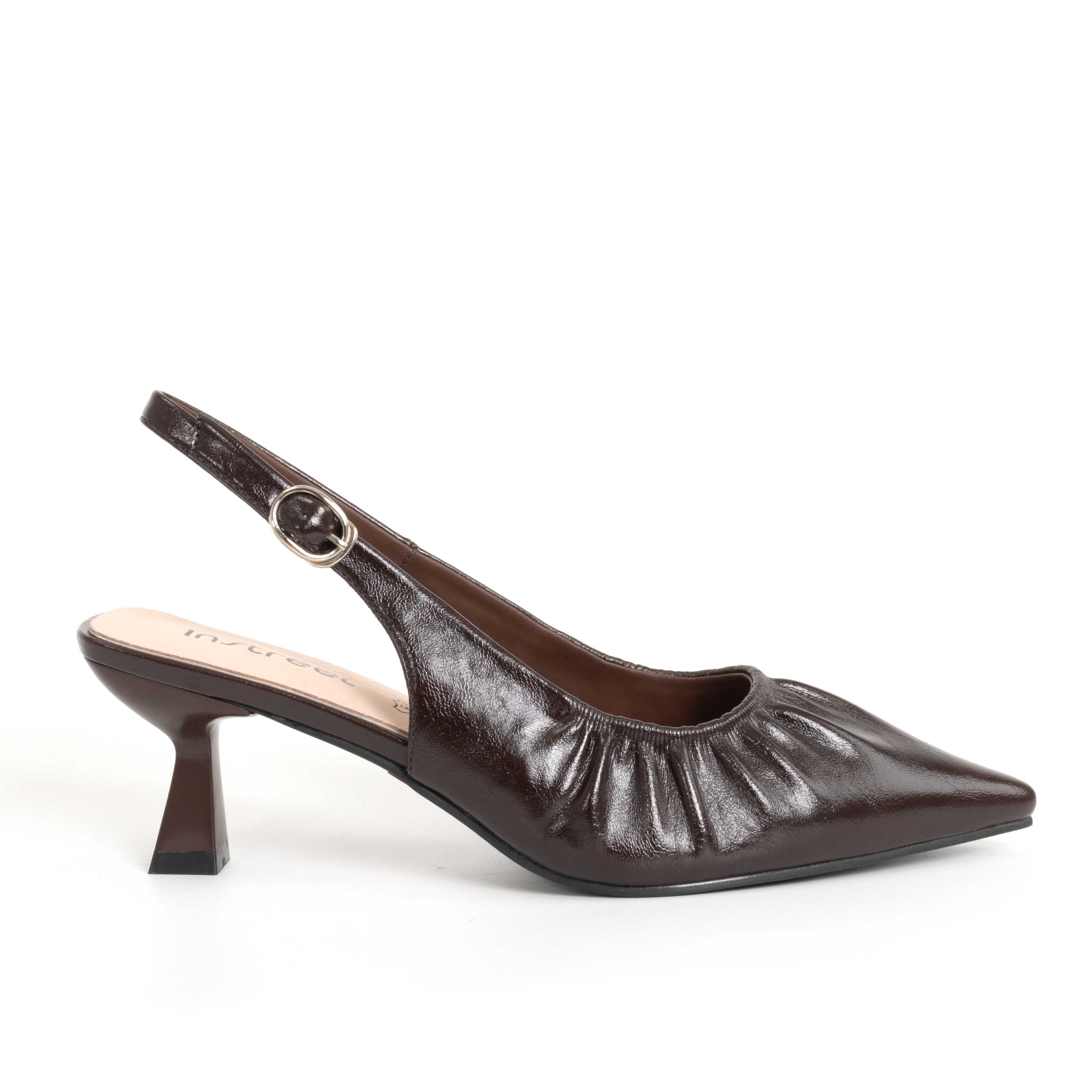 NEW Women high heel pumps with Brown PU leather